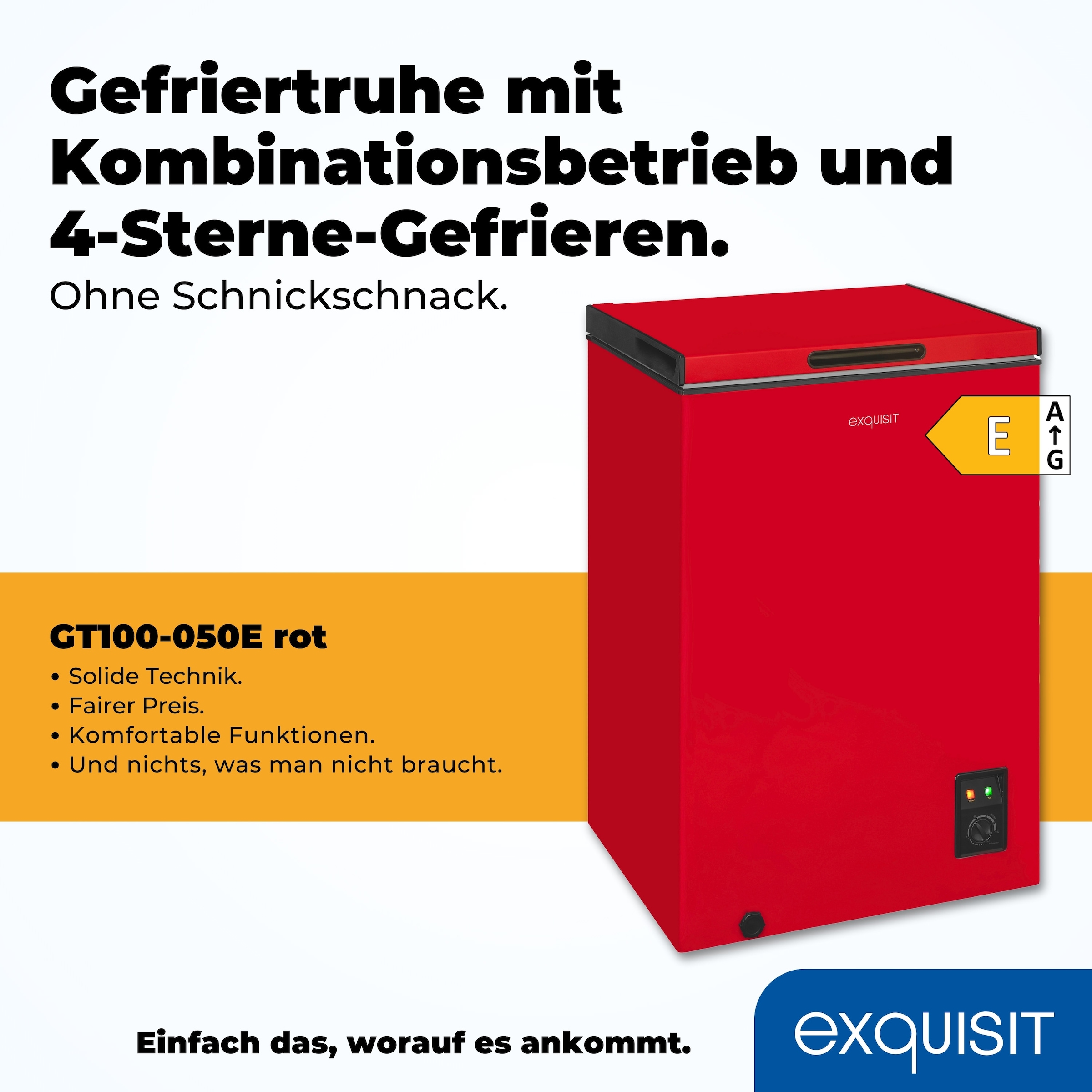 exquisit Gefriertruhe »GT100-050E rot«, 83,5 cm hoch, 54,5 cm breit