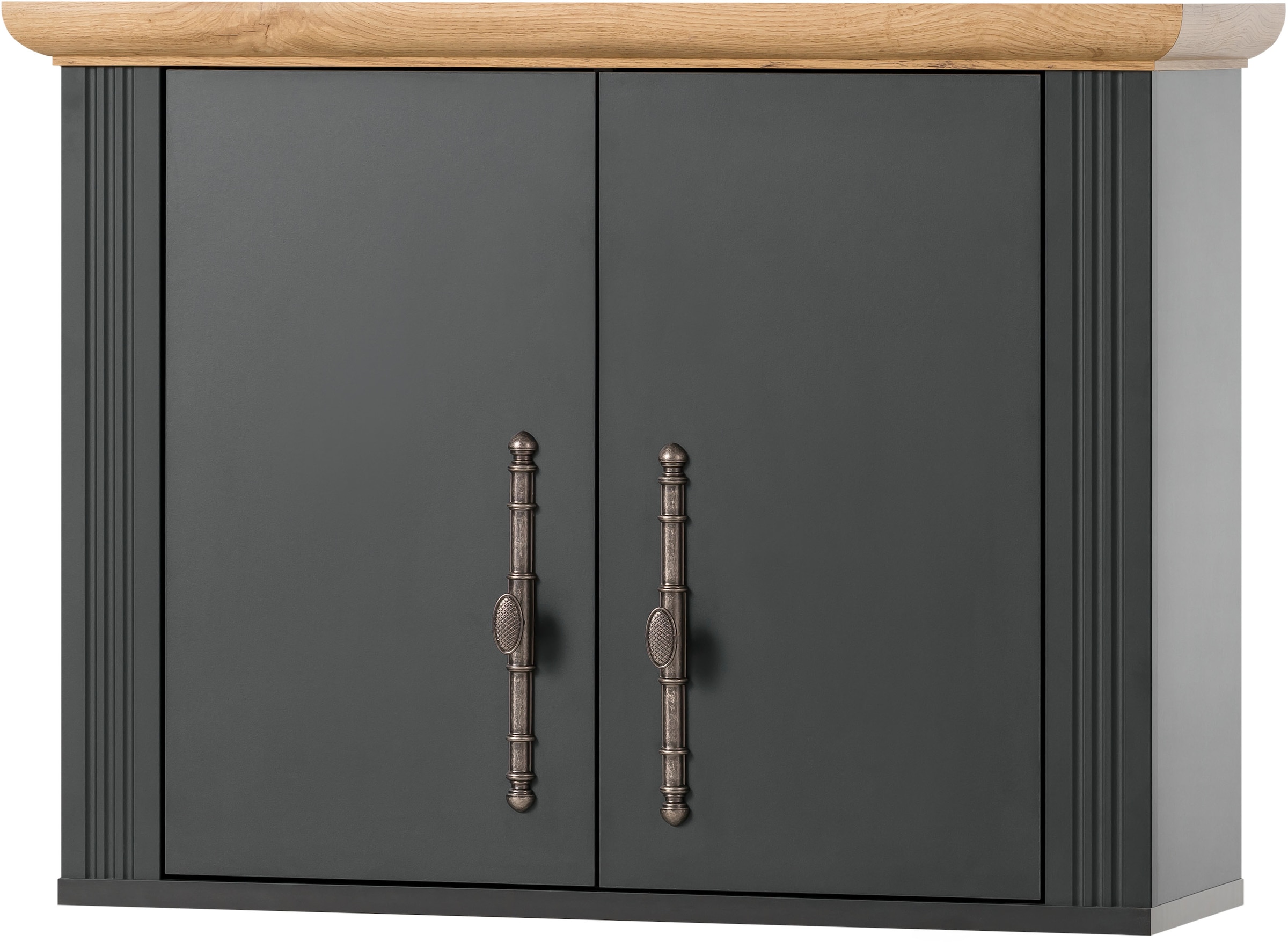 KOCHSTATION Küchenzeile »KS-Westminster, Pantryküche im Landhaus Stil, hochwertige Metallgriffe«, (Set), Breite 164 cm, Kommode, Wandpaneel, Hängeschrank und Herdumbau
