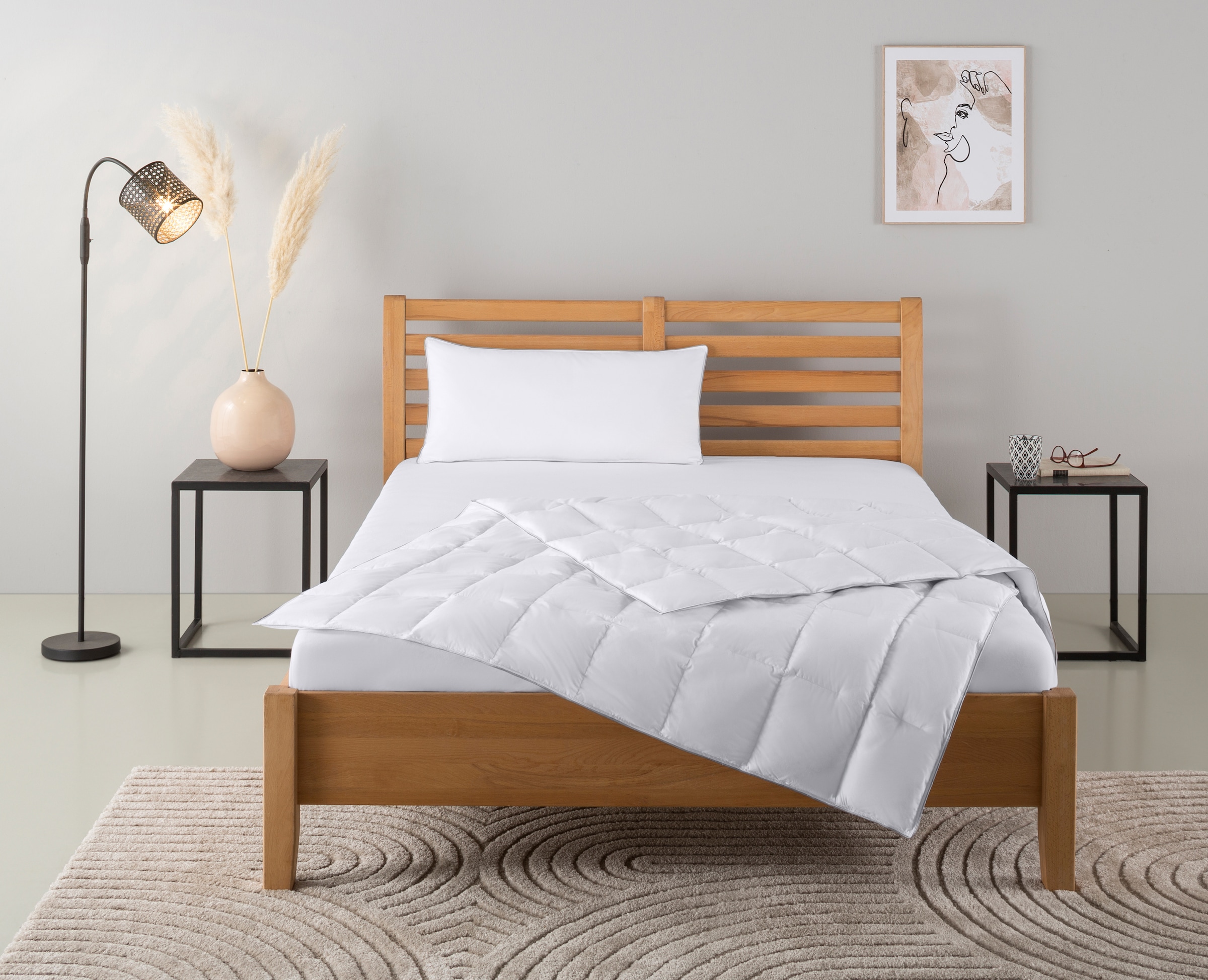 OTTO home Daunenbettdecke + Kopfkissen »Moulle, Bettdecke in 135x200 cm, 155x220 cm, 2-tlg.« Set mit Kissen 40x80 cm, 80x80 cm, Sommer, Winter, Made in Germany