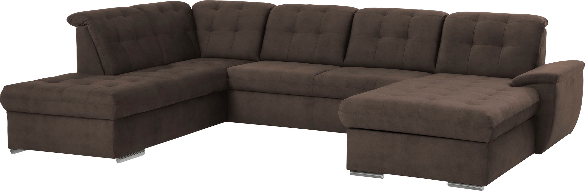 exxpo - sofa fashion Wohnlandschaft »Durango, aufwendige Sitz- und Rückenverarbeitung, bequem, U-Form«, inkl. Kopfteilverstellung, wahlweise mit Bettfunktion und Bettkasten