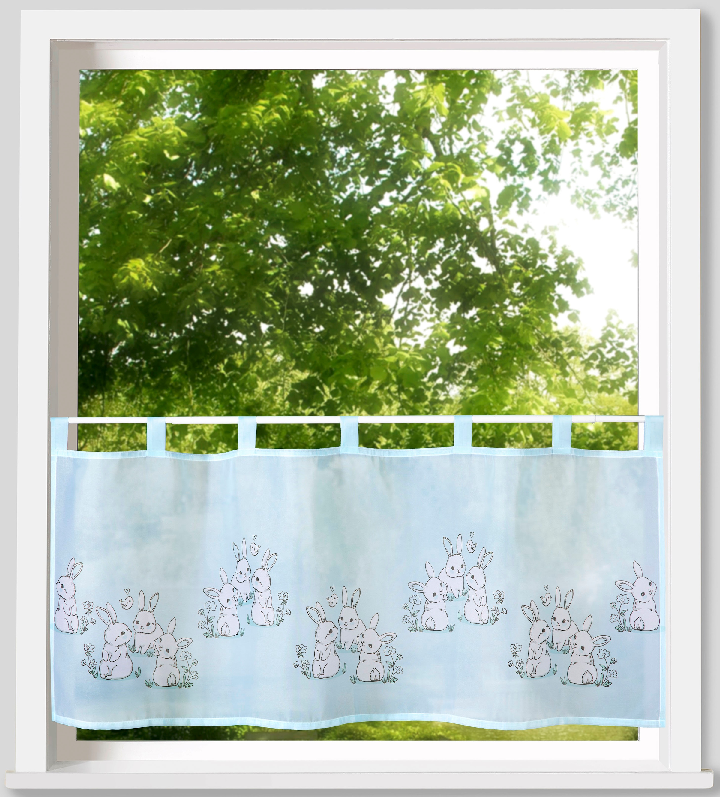 Weckbrodt Scheibengardine »Linus«, (1 St.), Bistro, Voile, bedruckt, Ostern, Kinder, HxB 45x120cm, Gardine, Store