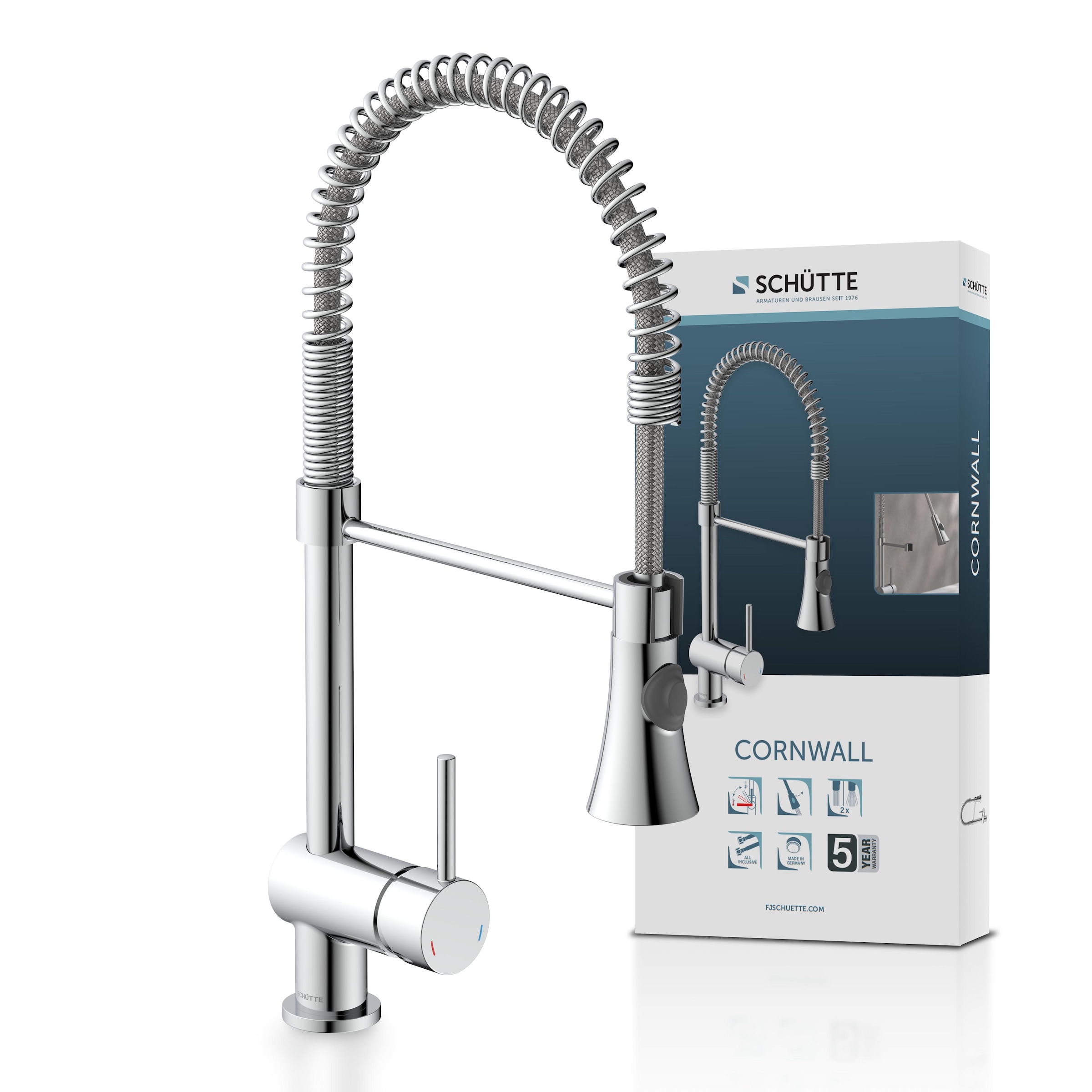 Schütte Spültischarmatur »CORNWALL« energiesparende Cold-Start-Funkt., 360° schwenkbar, 2-fach verstellbar
