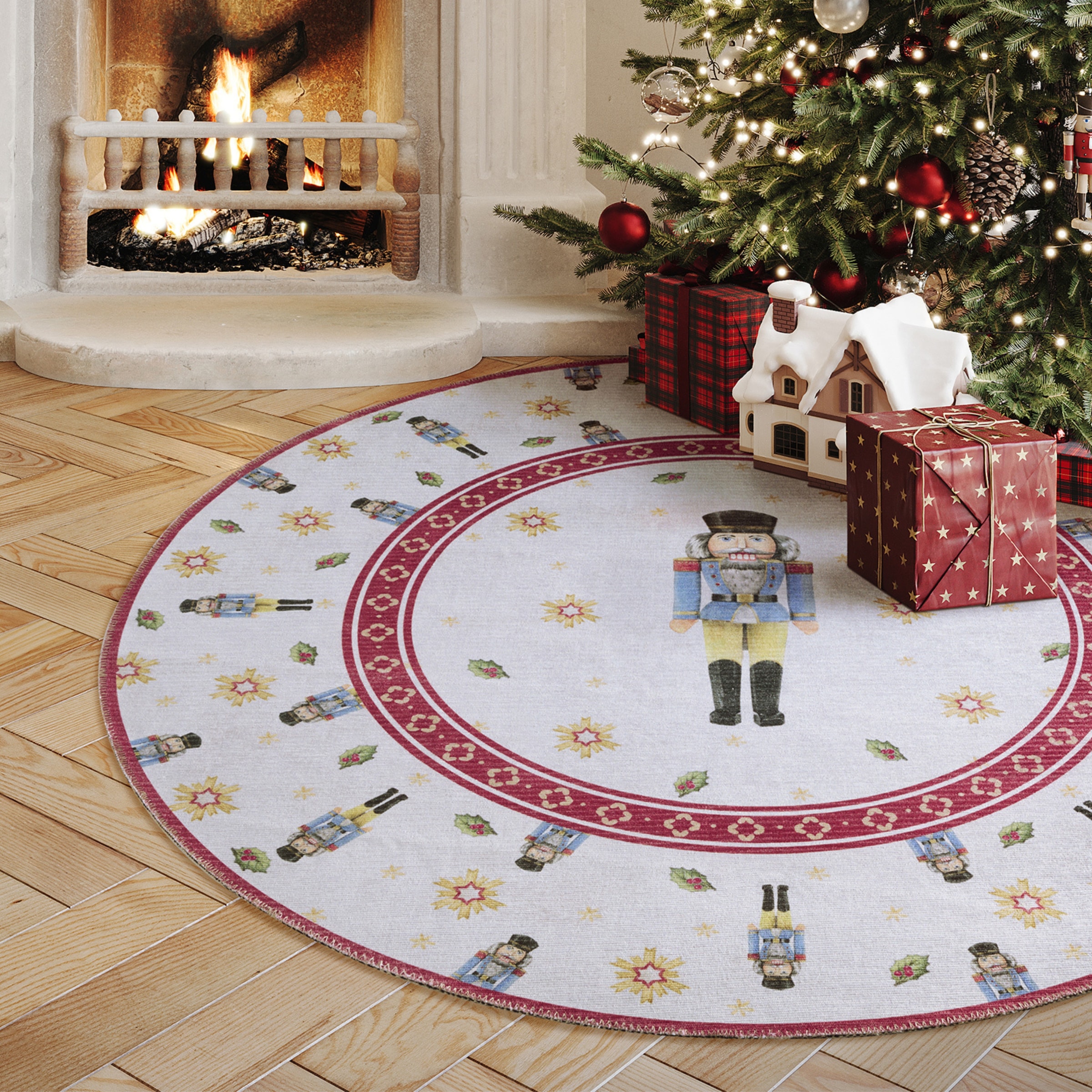 Villeroy & Boch Teppich »Toy's Delight Limited Edition Santa Claus« rund 3 mm Höhe Limited Edition, Weihnachten, Wohnzimmer, Baumrock, Waschbar, Rund