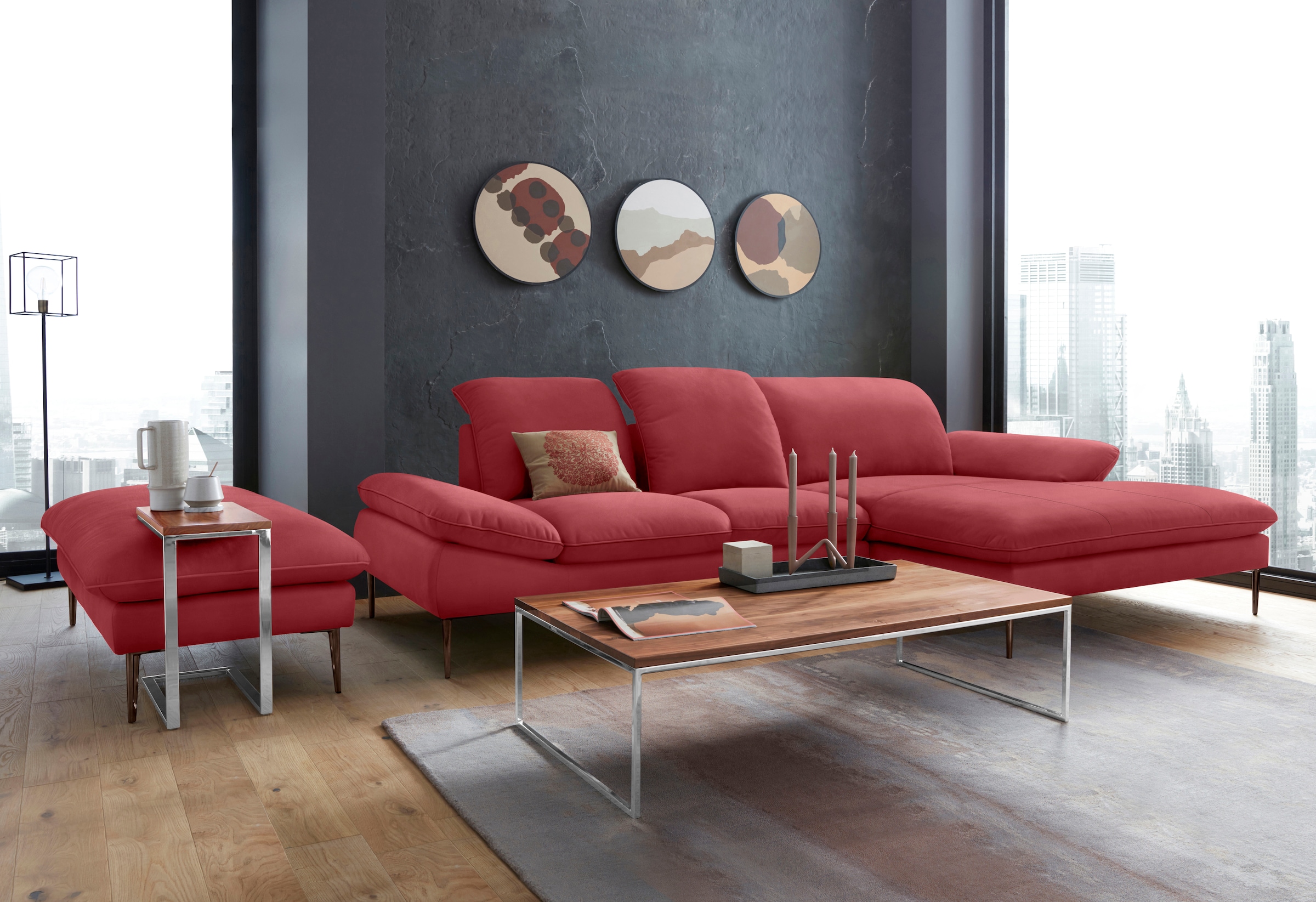W.SCHILLIG Ecksofa »enjoy&MORE, Designsofa, bequem, zeitlos und elegant, L-Form«, Sitztiefenverstellung, Füße bronze pulverbeschichtet, Breite 310 cm