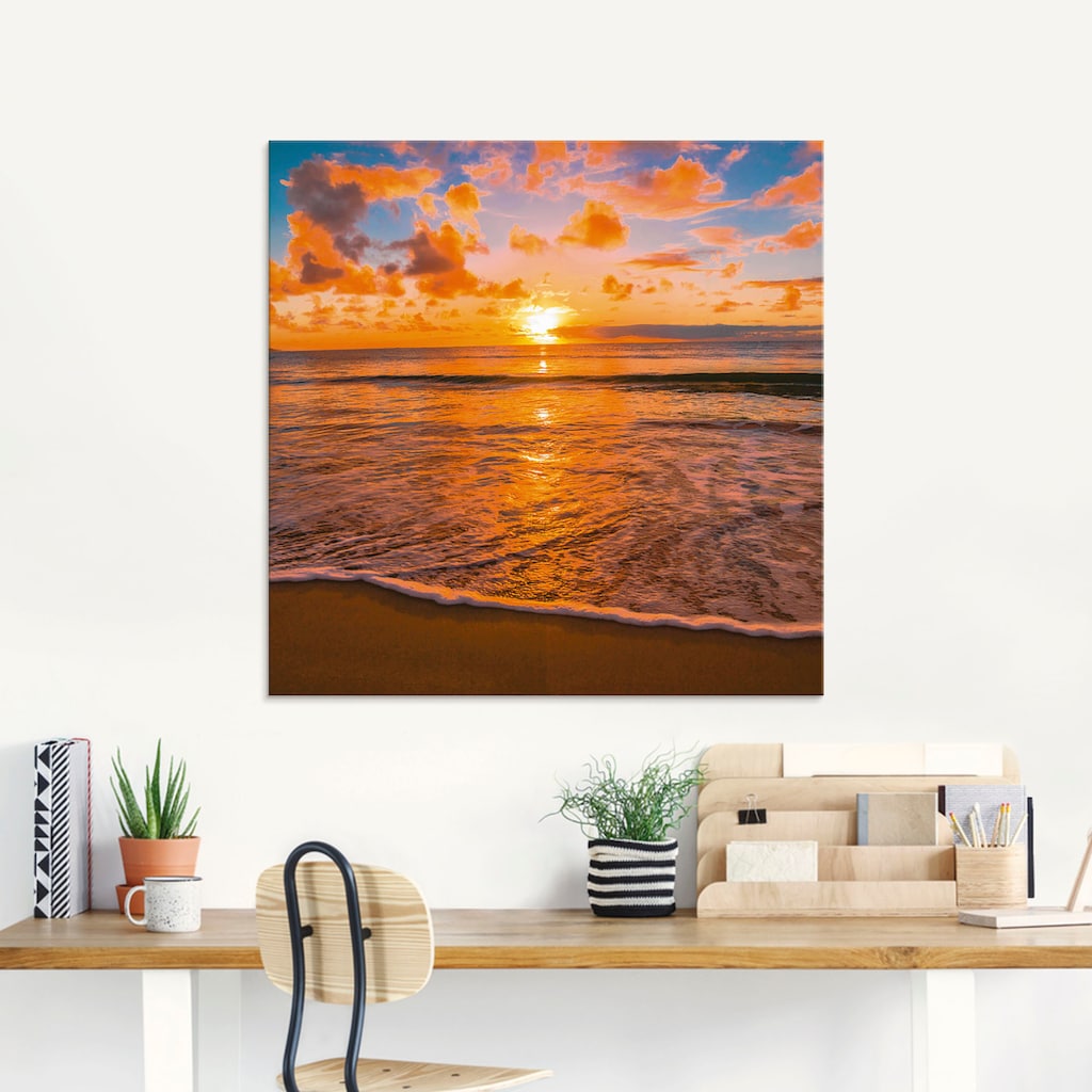 Artland Glasbild »Schöner tropischer Sonnenuntergang am Strand«, Sonnenaufgang & -untergang, (1 St.)