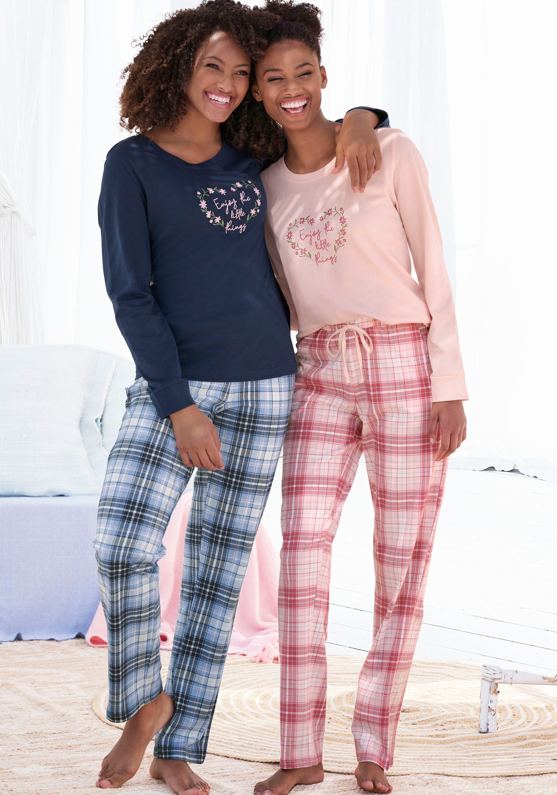Vivance Dreams Pyjama, (Packung, 4 tlg., im bestellen Karo- UNIVERSAL Doppelpack und mit 2 Stück), Blumendruck | online