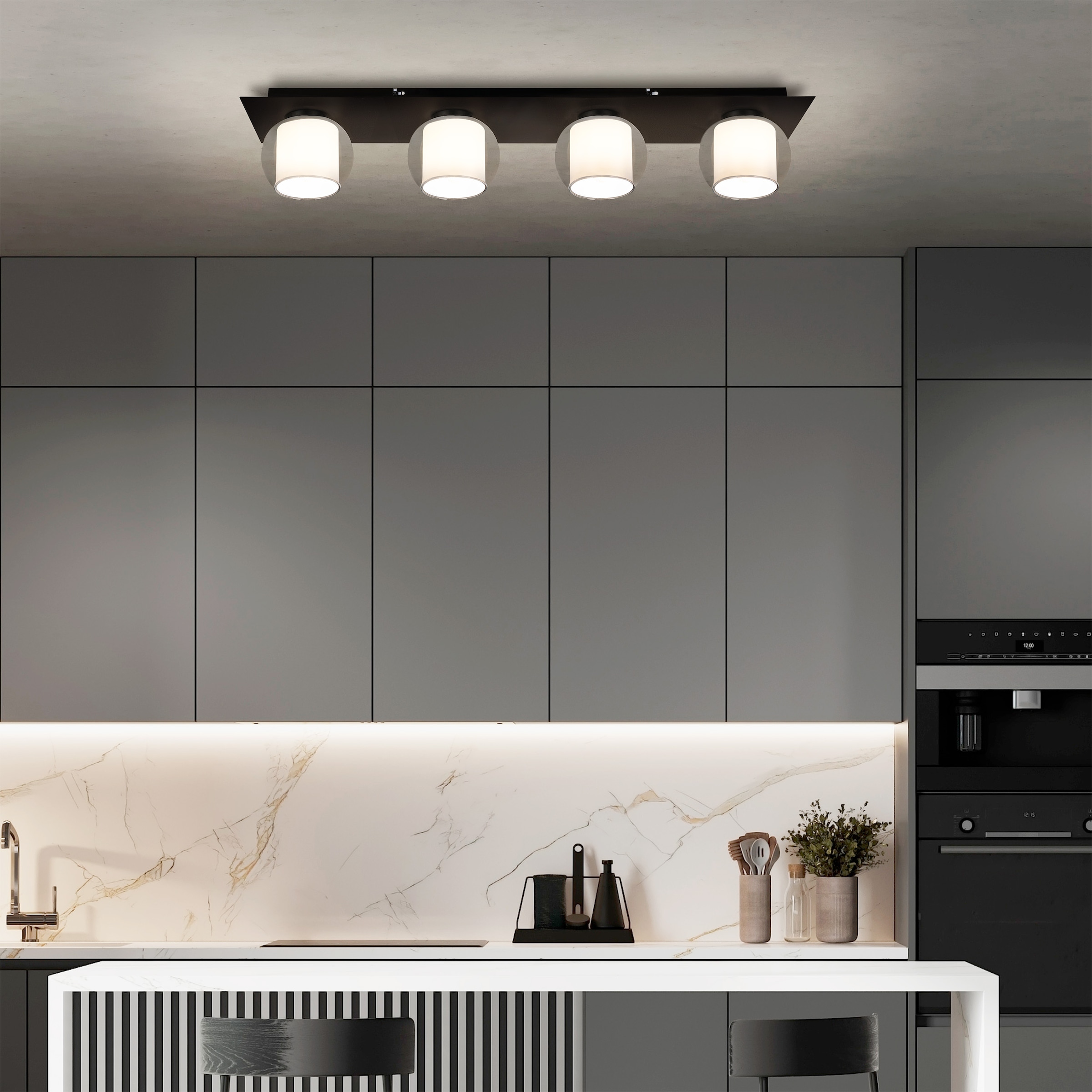 OTTO home Deckenleuchte »Tanissa mit Doppelschirm« E27 1 Stk. kugelförmig, Rauchglas, innen Stoffschirm, E27, Glasschirm, Textil