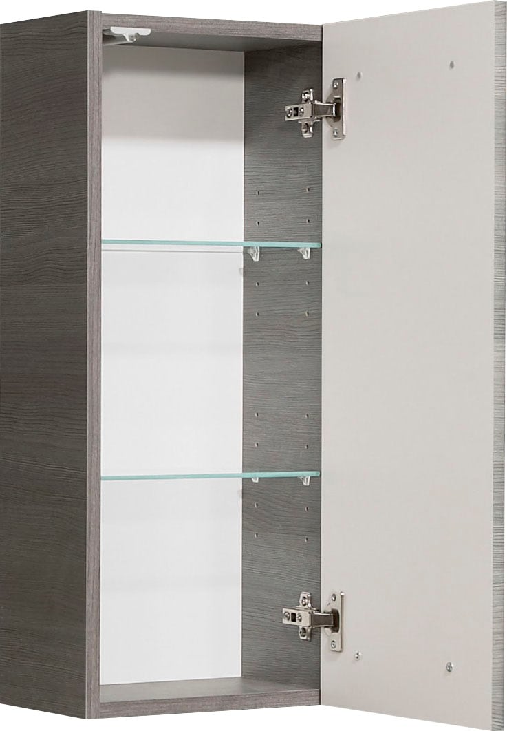 Saphir Hängeschrank »Quickset Wand-Badschrank 30 cm breit mit 1 Tür und 2 Glas-Einlegeböden« Badezimmer-Hängeschrank inkl. Türdämpfer, Griffe in Chrom Glanz