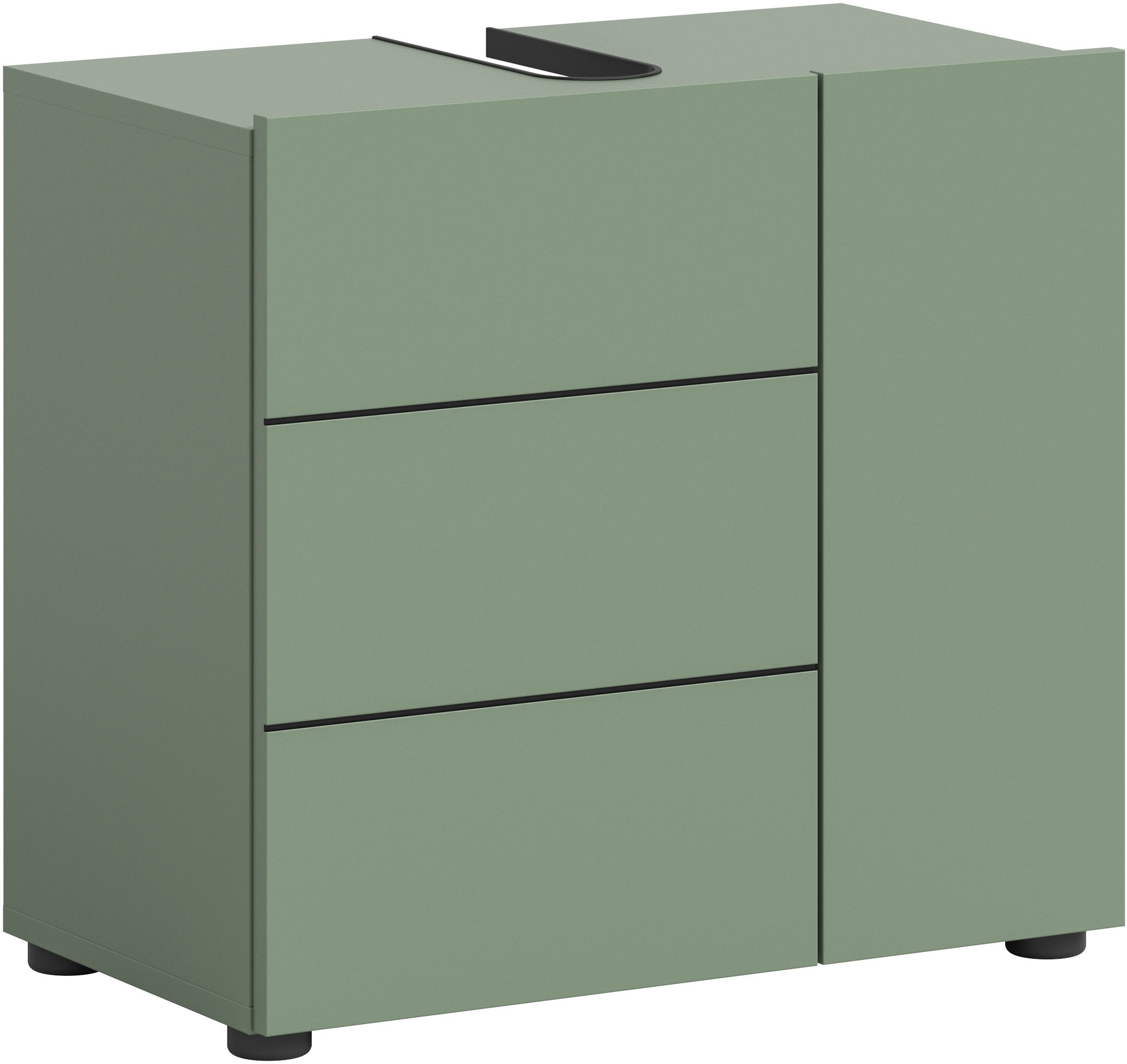 welltime Waschbeckenunterschrank »BIEL, Breite: 60 cm, 2 Türen, 2 Fächer, Siphonausschnitt« 1 Stk. tlg. Waschbeckenunterschrank, Unterschrank, WBU, Badezimmer, Bad