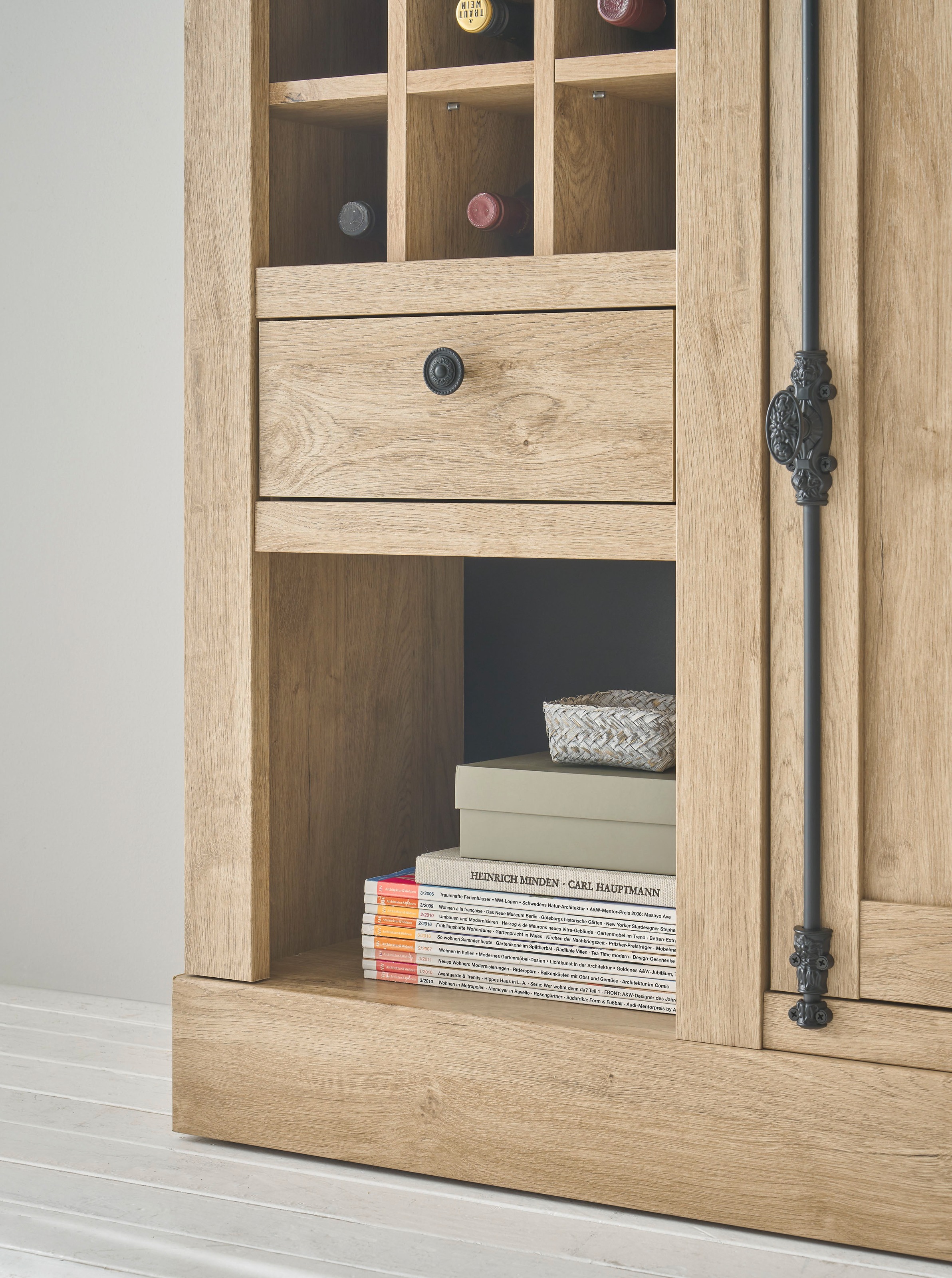 Home affaire Wohnwand »Cornwall, Anbauwand im Landhausstil, Wohnzimmer-Set, Eiche Dekor« Set, 4 Stk. tlg.