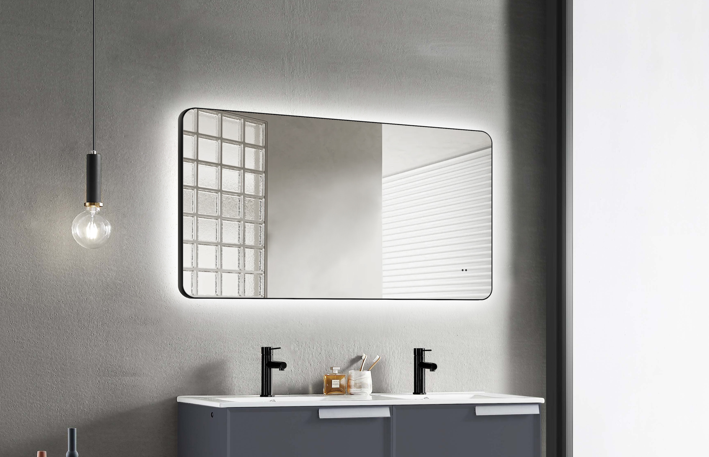 Talos Spiegel »TALOS TREVISO«, Hand Wave Sensor, in matt schwarz 120x70 cm