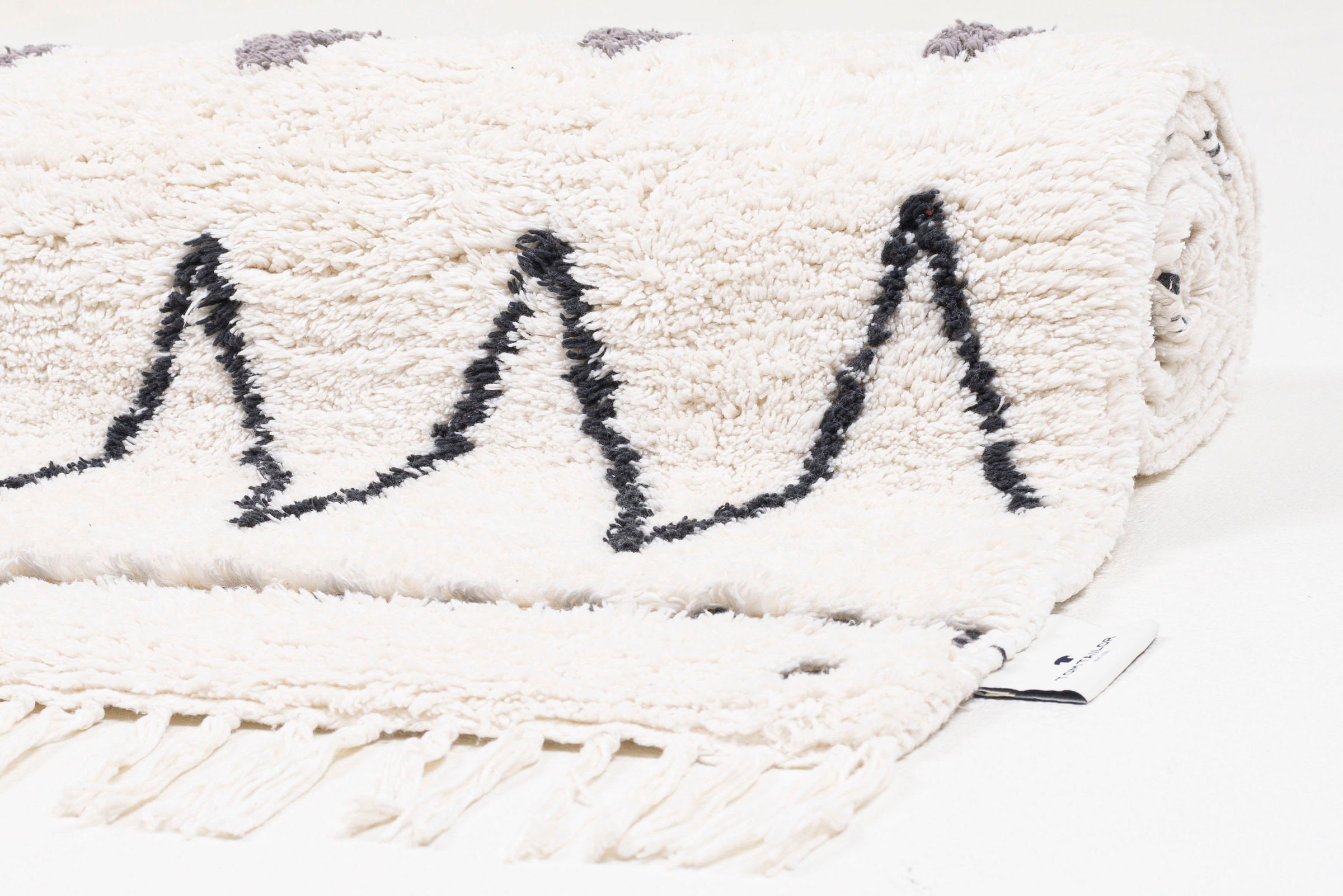 TOM TAILOR HOME Badematte »Ethno Bath«, fußbodenheizungsgeeignet, Badteppich, Berber Look, mit Fransen, ZickZack Muster, reine Baumwolle