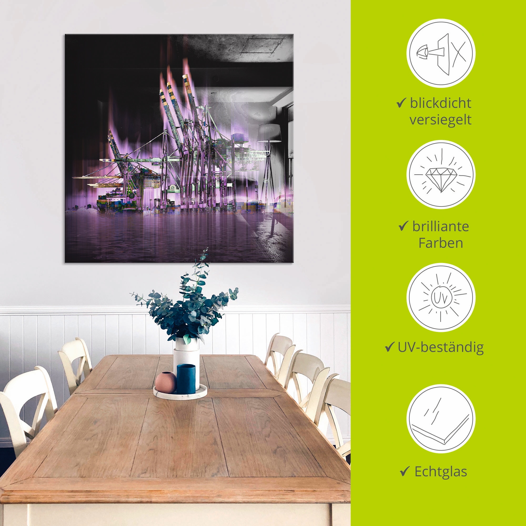 Artland Glasbild »Hamburg Hansestadt Collage 04« Architektonische Elemente 1 Stk. tlg. in verschiedenen Größen