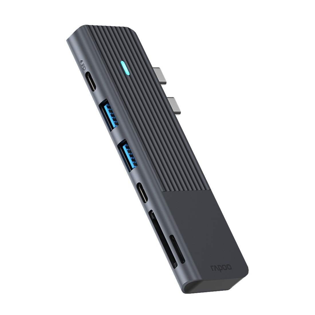 Rapoo USB-Adapter »UCM-2003 USB-C Multiport Adapter, 7in2, Grau«, USB-C zu HDMI-USB 3.0 Typ A-SD-Card-MicroSD-Card