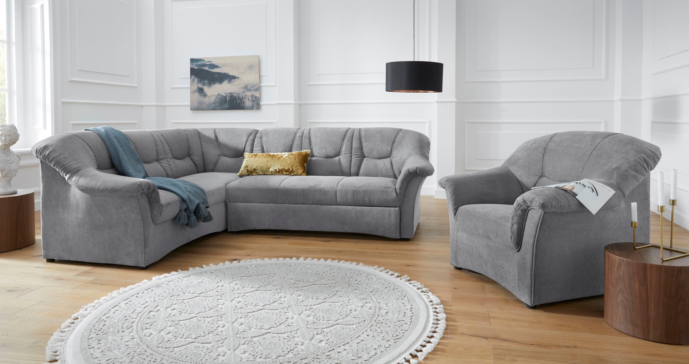 DOMO collection Ecksofa »Sarafina zeitlos und komfortabel, optional mit Federkern, L-Form«, wahlweise mit Bettfunktion