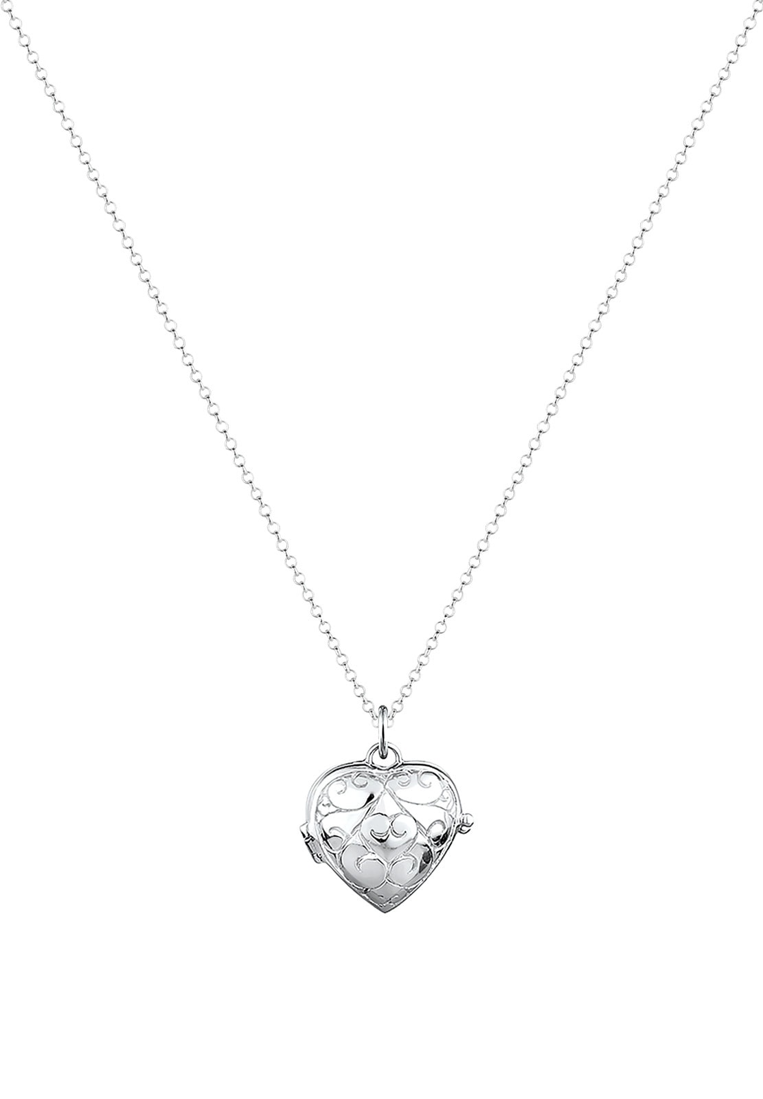 Elli Kette mit Anhänger »Halskette Herz-Medaillon Amulett Ornament 925 Silber«