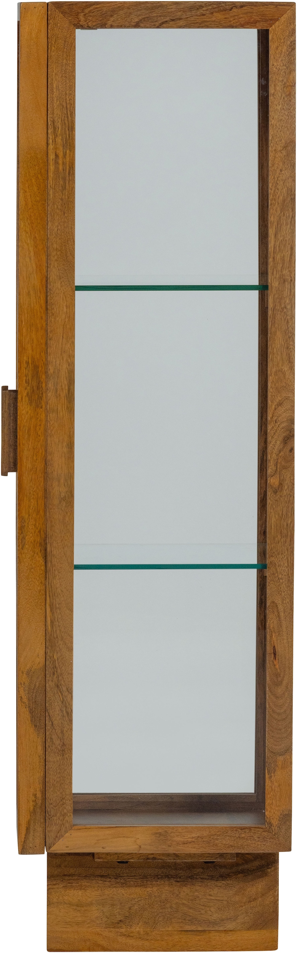 WOOOD Vitrine »Kella Mangoholz mit Glastüren und Glaseinlegeböden 40 x 39 x 137 cm« Tragkraft 5–7 kg pro Glasboden, Wandbefestigung empfohlen