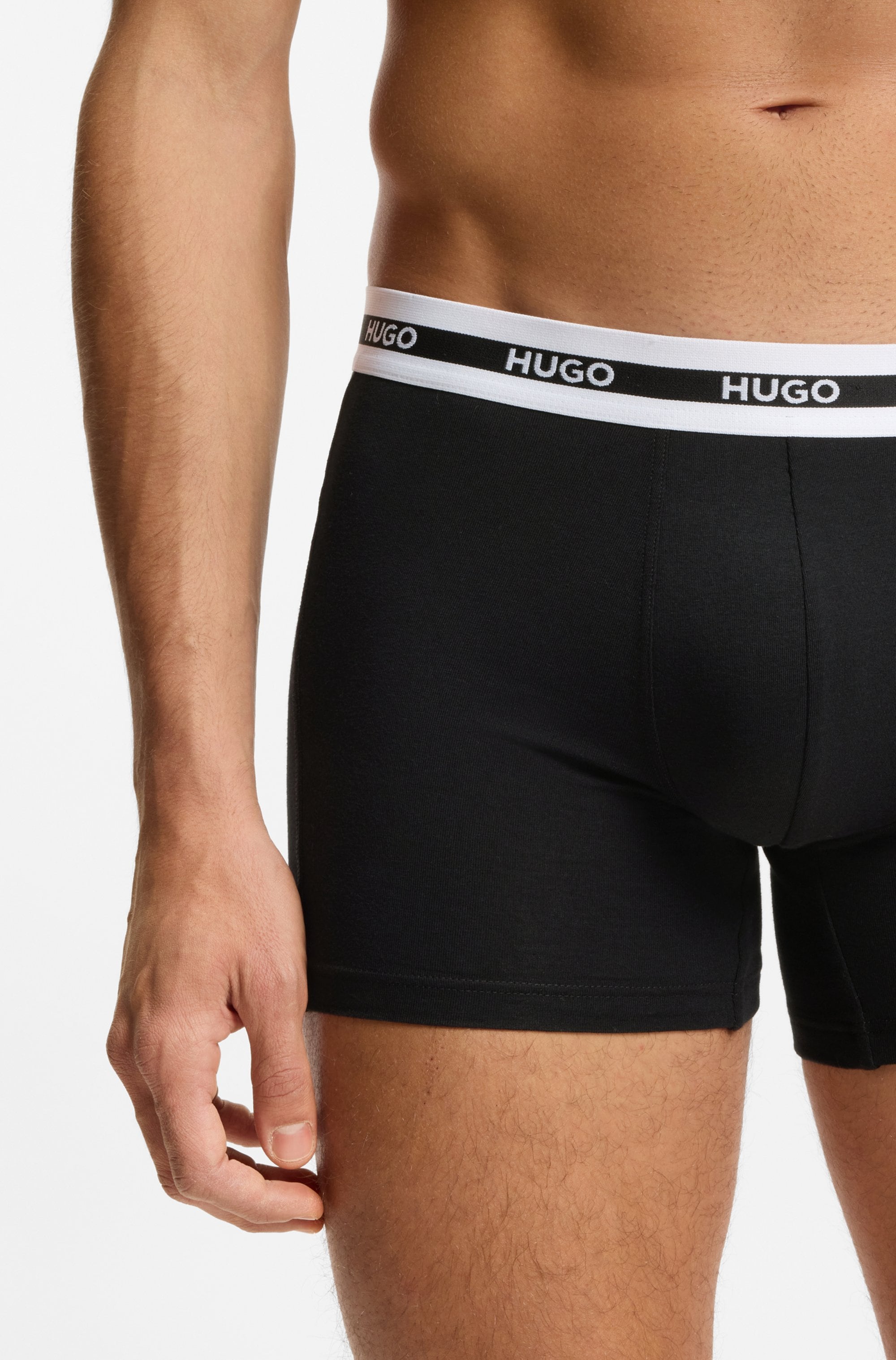 HUGO Underwear Trunk »BOXERBR TRIPL PLANET« kontrastfarbener Bund mit Logo