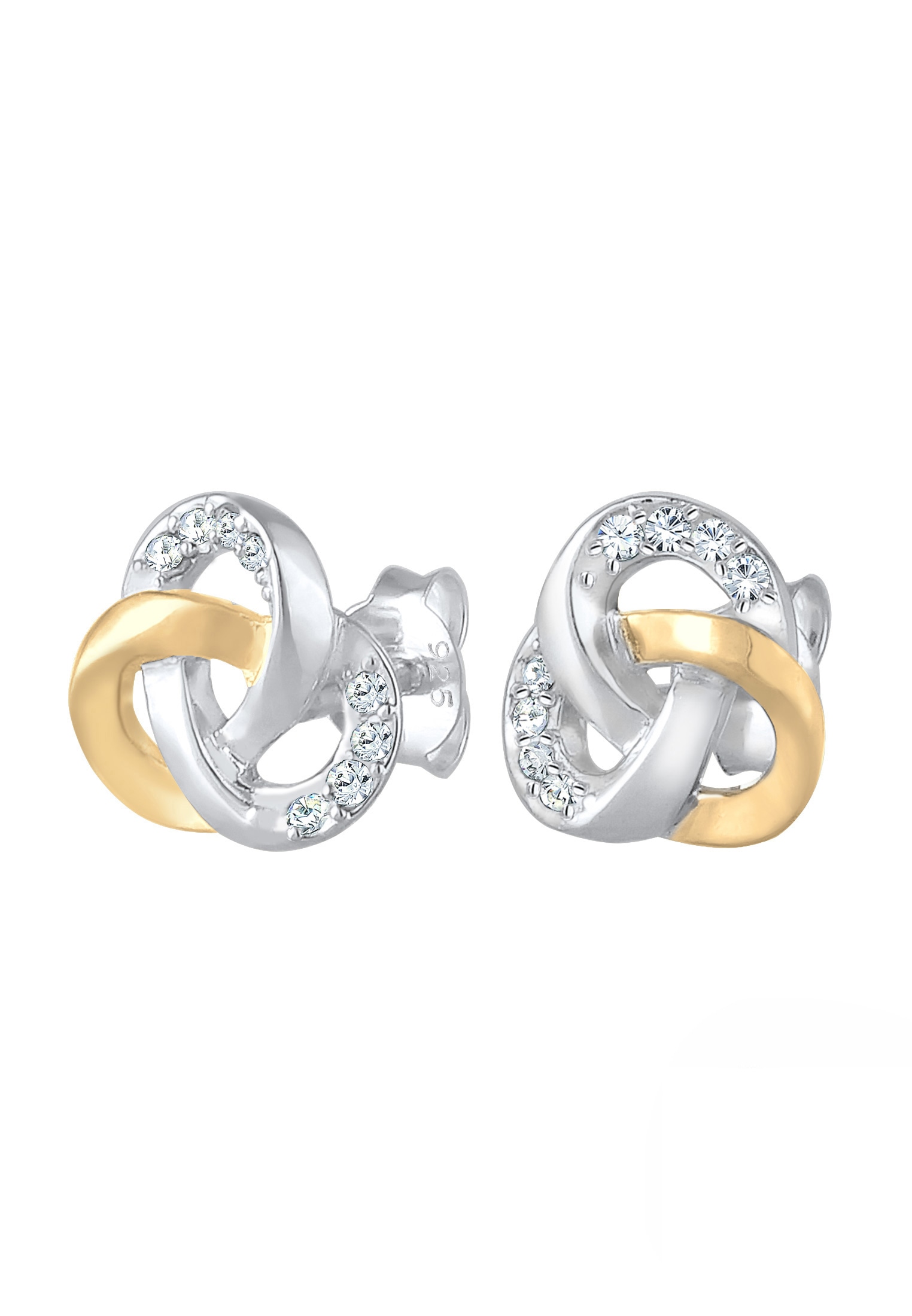 Elli Paar Ohrstecker »Ohrringe Ohrstecker Knoten Glas Kristalle 925 Sterling Silber Bicolor«