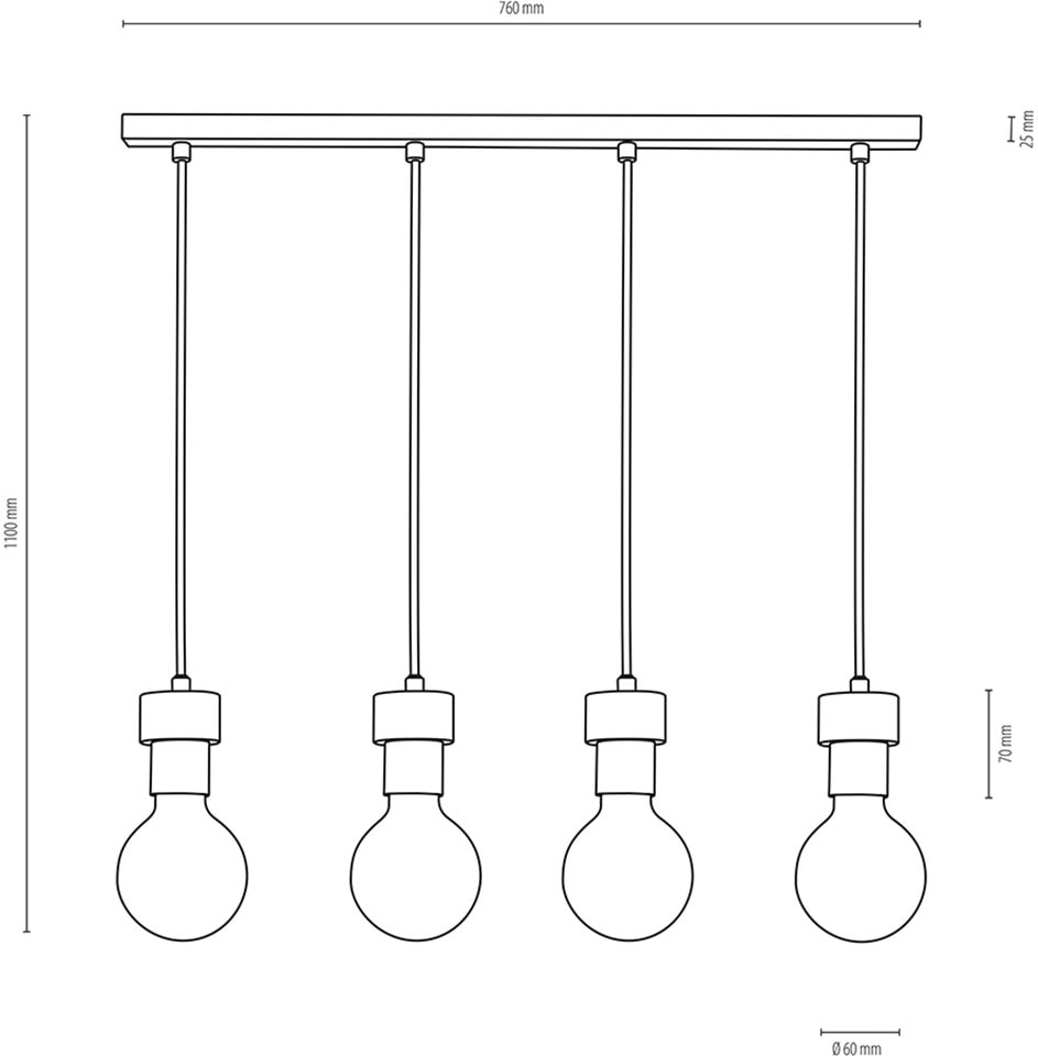 BRITOP LIGHTING Pendelleuchte »CLARTE«, 4 flammig, Leuchtmittel E27 | Leuchtmittel wechselbar-ohne Leuchtmittel, Naturprodukt aus Eichenholz, Nachhaltig mit FSC®-Zertifikat