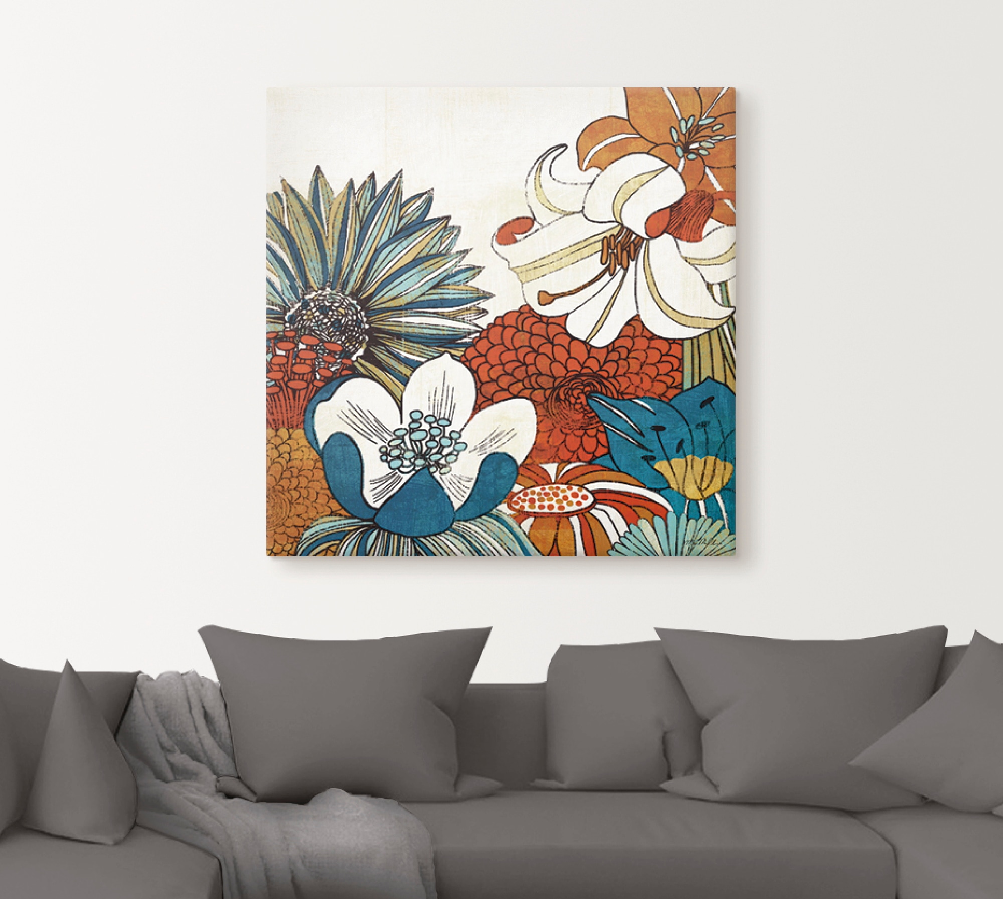 Artland Leinwandbild »Zeitgenössischer Garten II« Blumen 1 Stk. tlg. auf Holzrahmen gespannt