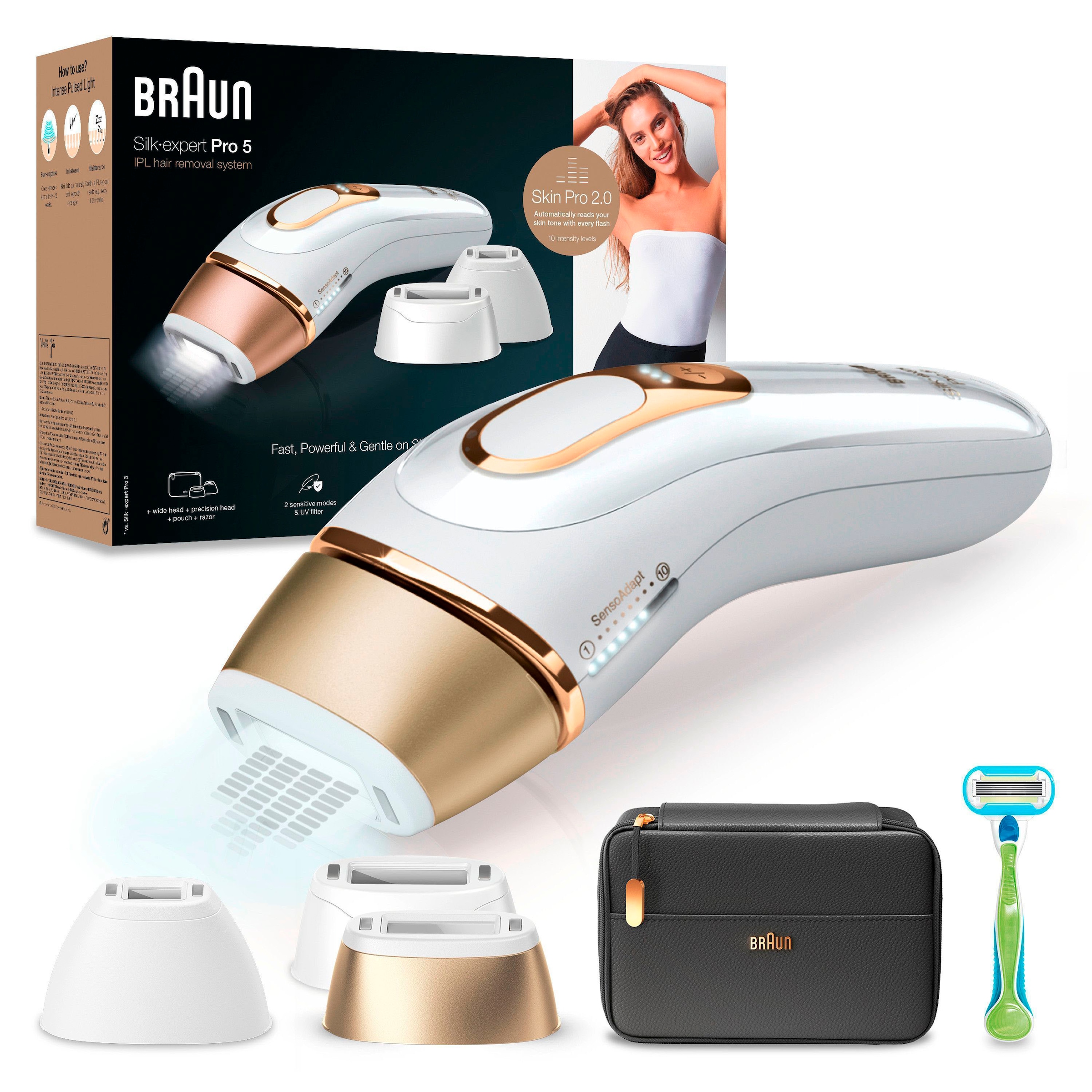 Braun IPL-Haarentferner »Silk-Expert Pro 5 PL5243 IPL«, 400.000 Lichtimpulse, Skin Pro 2.0 Sensor