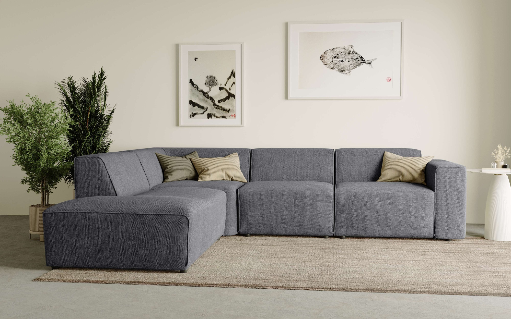 andas Ecksofa »Noord«, mit Kedernaht, in einem Soft-Touch Bezug