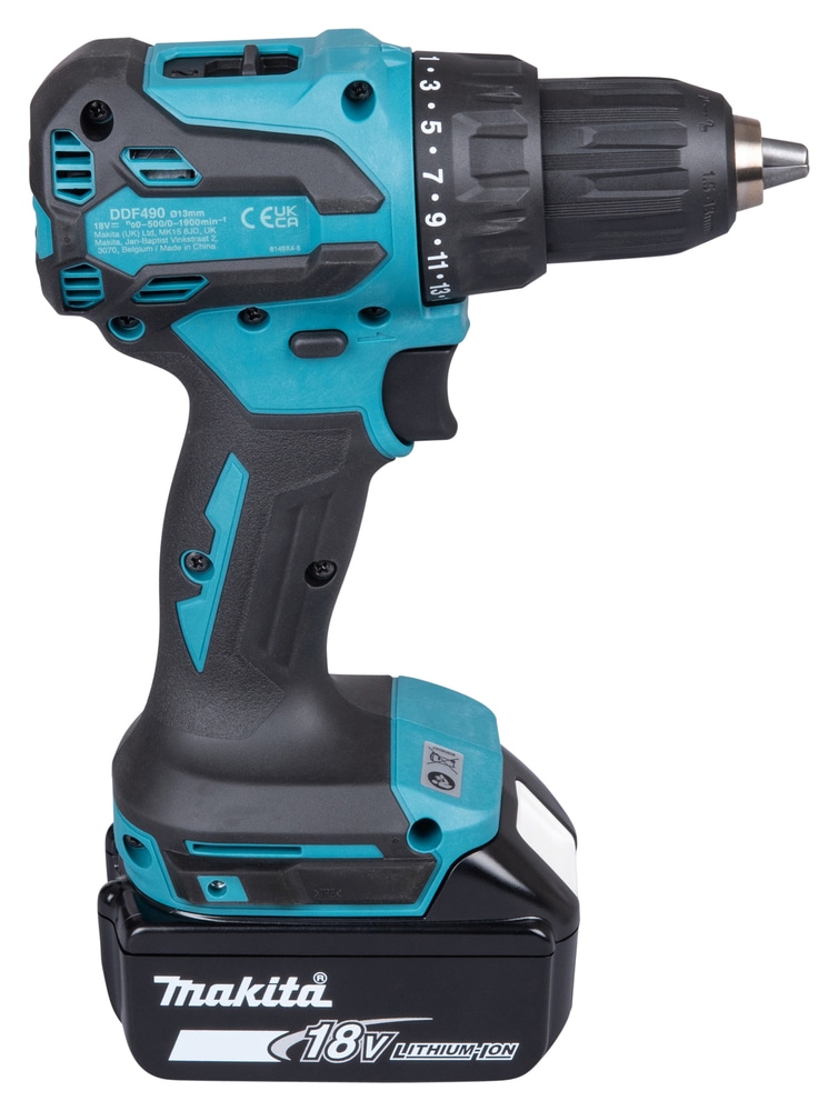 Makita Akku-Bohrschrauber »»DDF490RFJ« 18V, Inkl. 2x 3Ah Akku und Ladegerät« max. 65 Nm, 0-1.900 min⁻¹, 13 mm,  leistungsstarker & bürstenloser Bohrschrauber mit 65 Nm Drehmoment