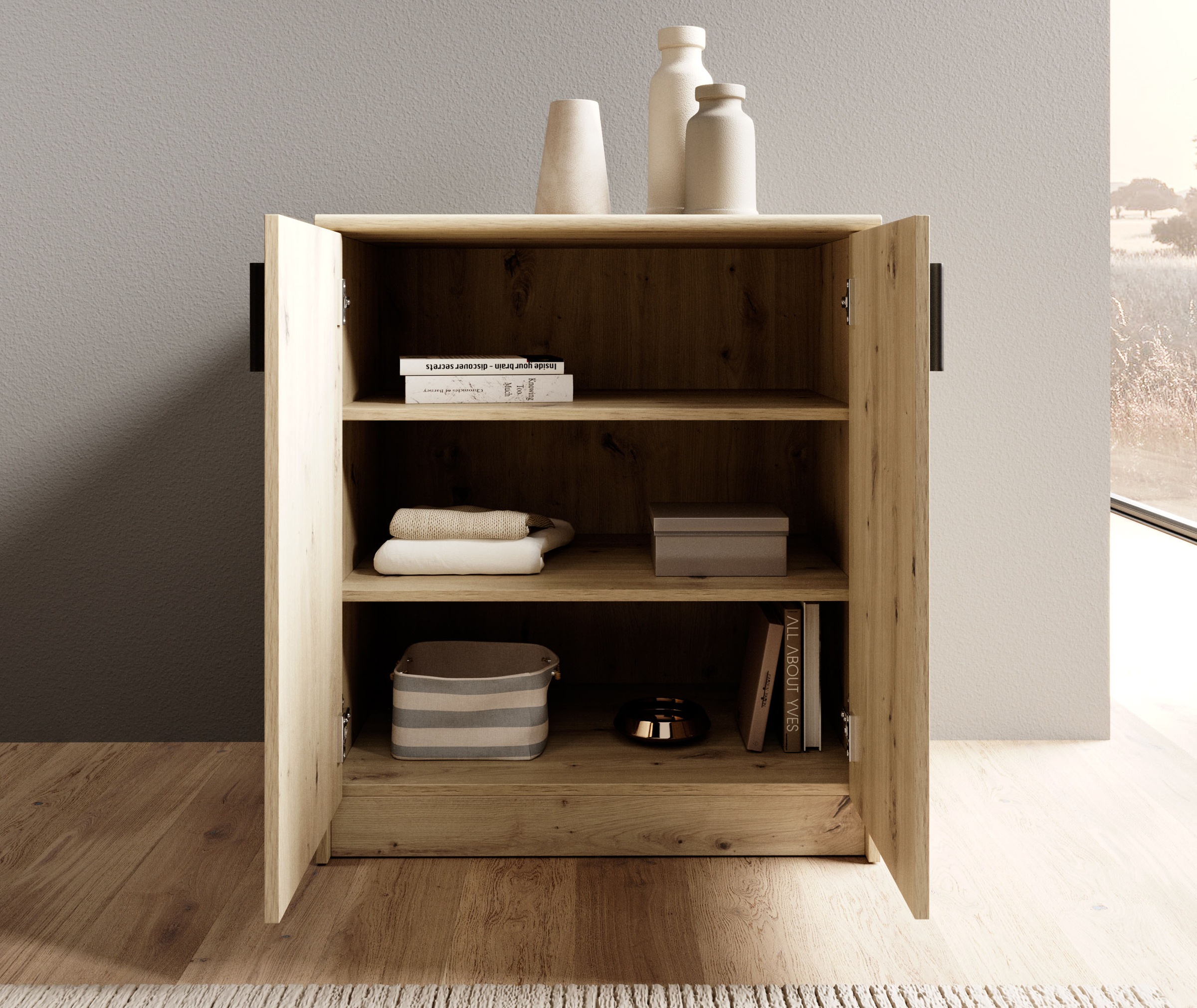 HBZ Sideboard »Nelly Kommode, BxHxT 74x86x50cm« 1 Stk. tlg. Breite 74cm, Einlegeböden verstellbar, foliert