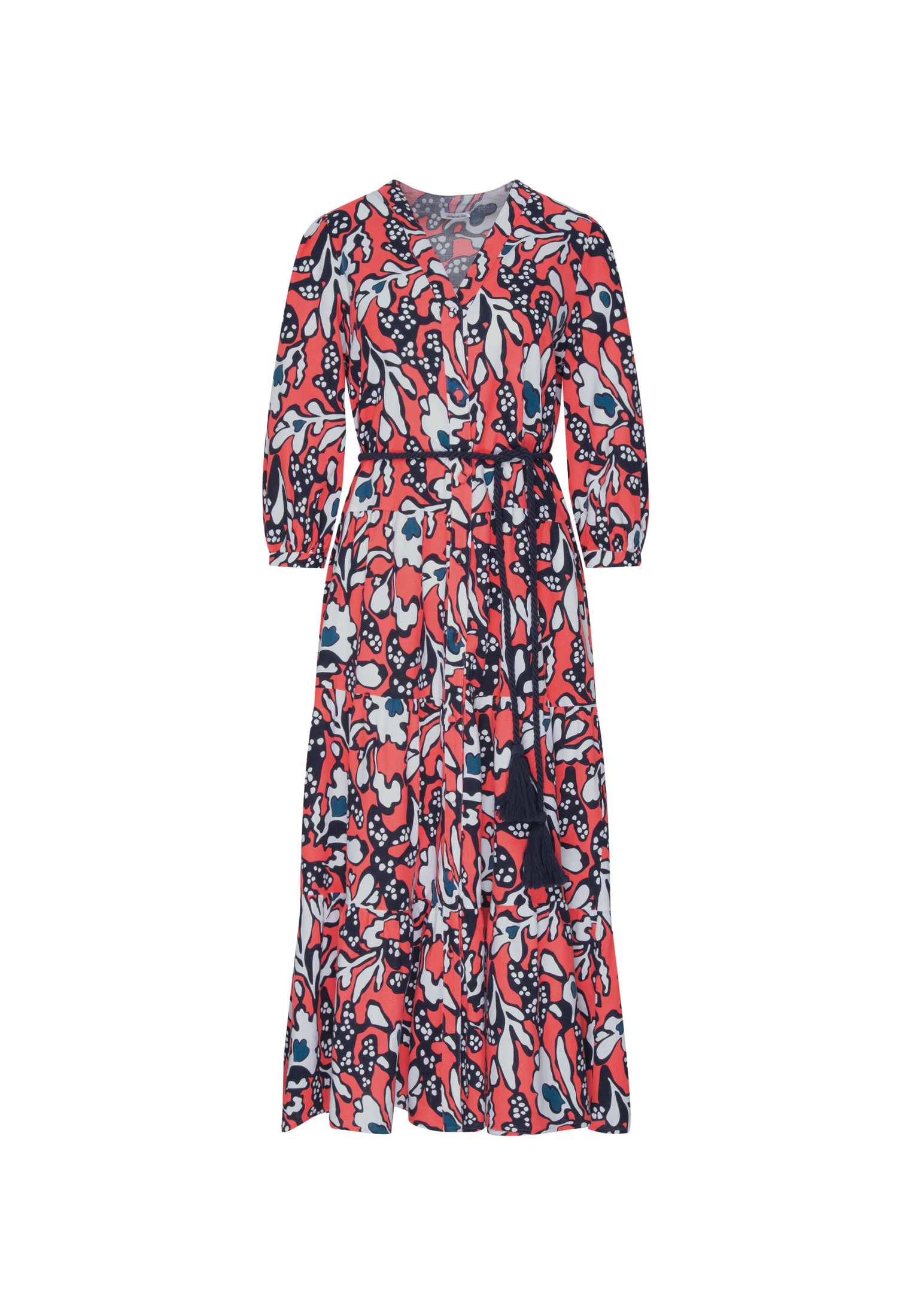 seidensticker Sommerkleid »Schwarze Rose«, 7/8-Arm V-Neck Druck