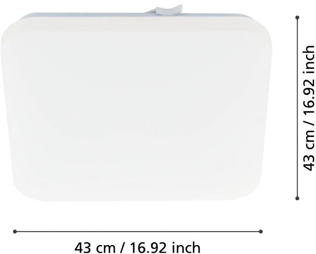 EGLO Deckenleuchte »FRANIA«, LED-Board, warmweiß, weiß / L43 x H7 x B43 cm / inkl. 1 x LED-Platine (je 33,5W, 3900lm, 3000K) - Deckenlampe - Schlafzimmerlampe - Büroleuchte - Lampe - Schlafzimmer - Flurlampe - Küchenlampe