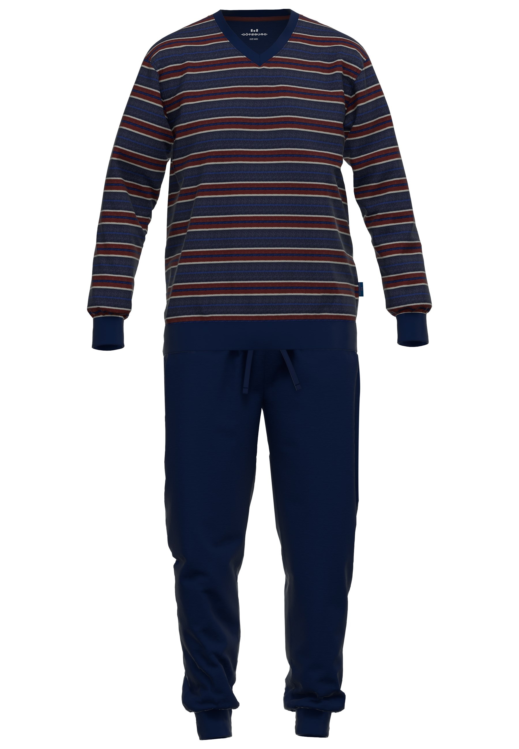 GÖTZBURG Pyjama, (2 tlg.), V-Ausschnitt, Langarm, elastische Bündchen