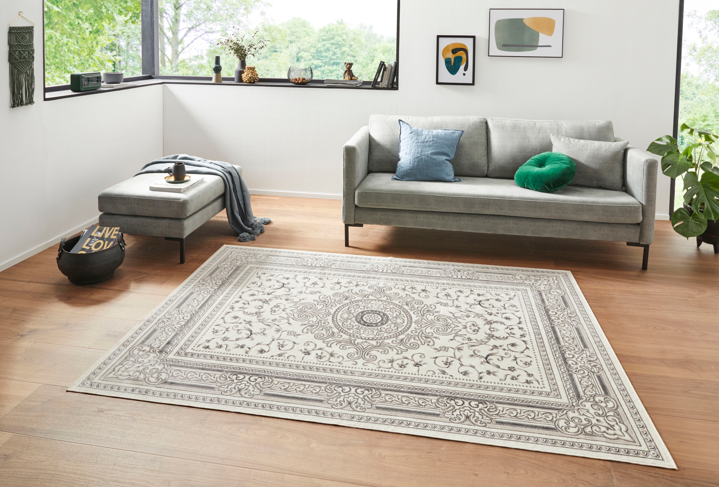 Home affaire Teppich »Aiken«, rechteckig, 6 mm Höhe, Sam Orientalisches Design, mit Bordüre, Seiden Optik
