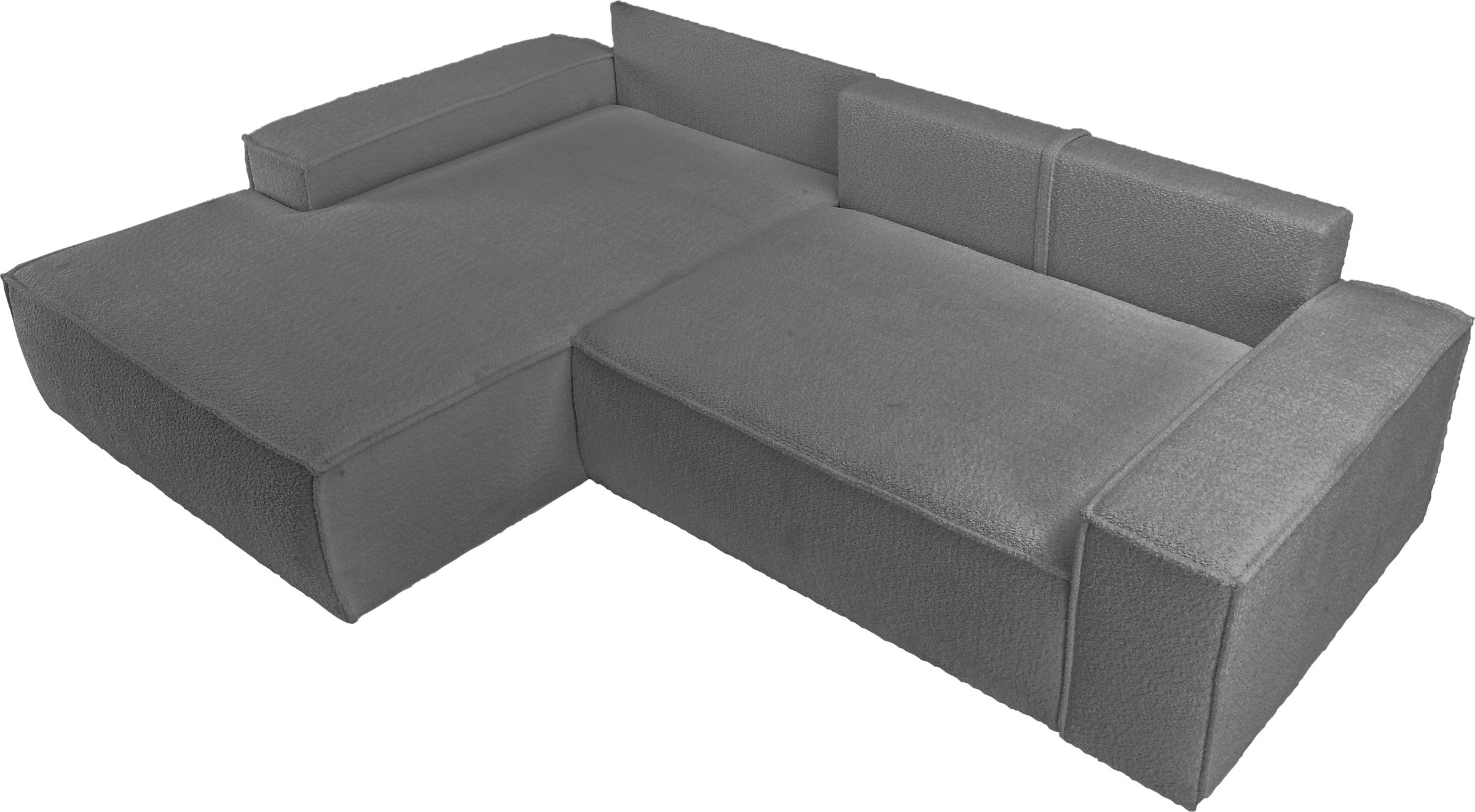 andas Ecksofa »Finnley Schlafsofa 267 cm in Bouclé, Struktur fein u. Cord, L-Form,«, Schlaffunktion m. Bettkasten (136/210 cm), Bouclé, Struktur und Cord