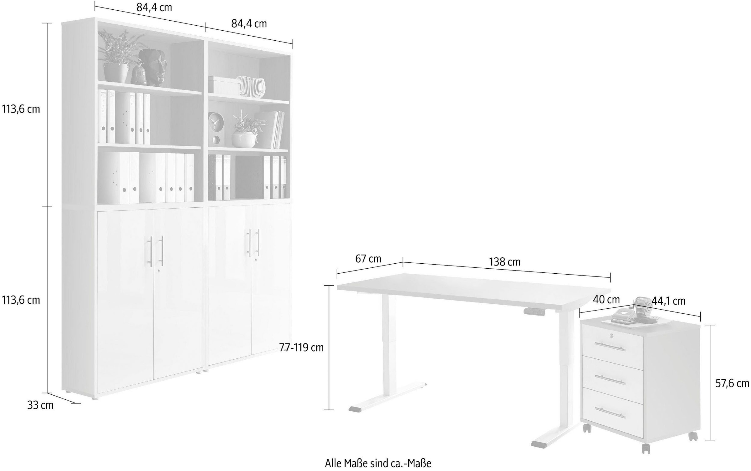 St.), mit bequem kaufen 6 BMG Möbel Büromöbel-Set Schreibtisch »Tabor«, höhenverstellbarem (Set, elektrisch