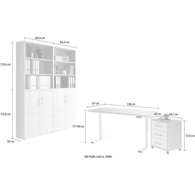 BMG Möbel Büromöbel-Set »Tabor«, (Set, 6 St.), mit elektrisch  höhenverstellbarem Schreibtisch bequem kaufen
