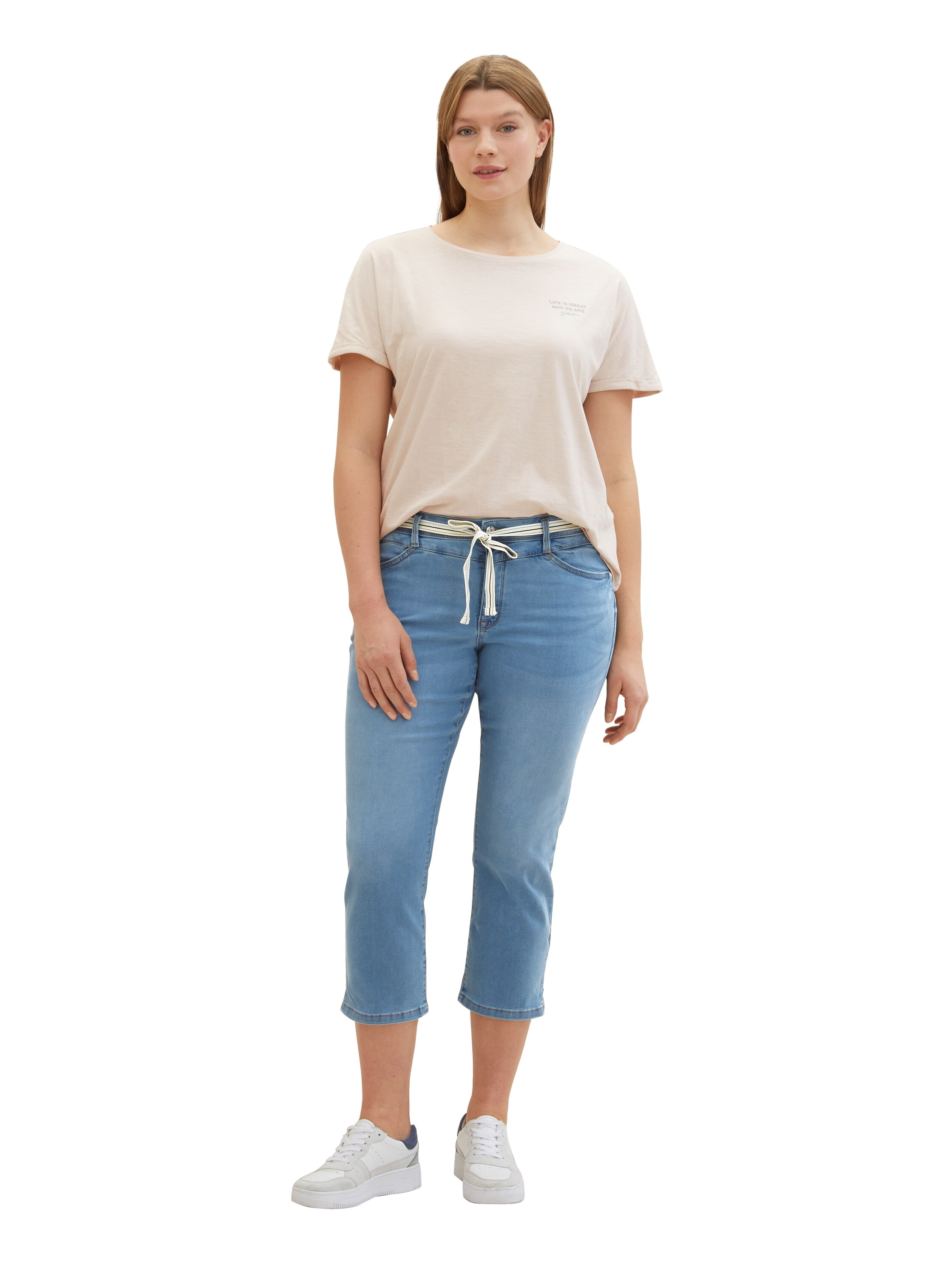 TOM TAILOR PLUS Slim-fit-Jeans, in 3/4 Länge und mit Bindegürtel