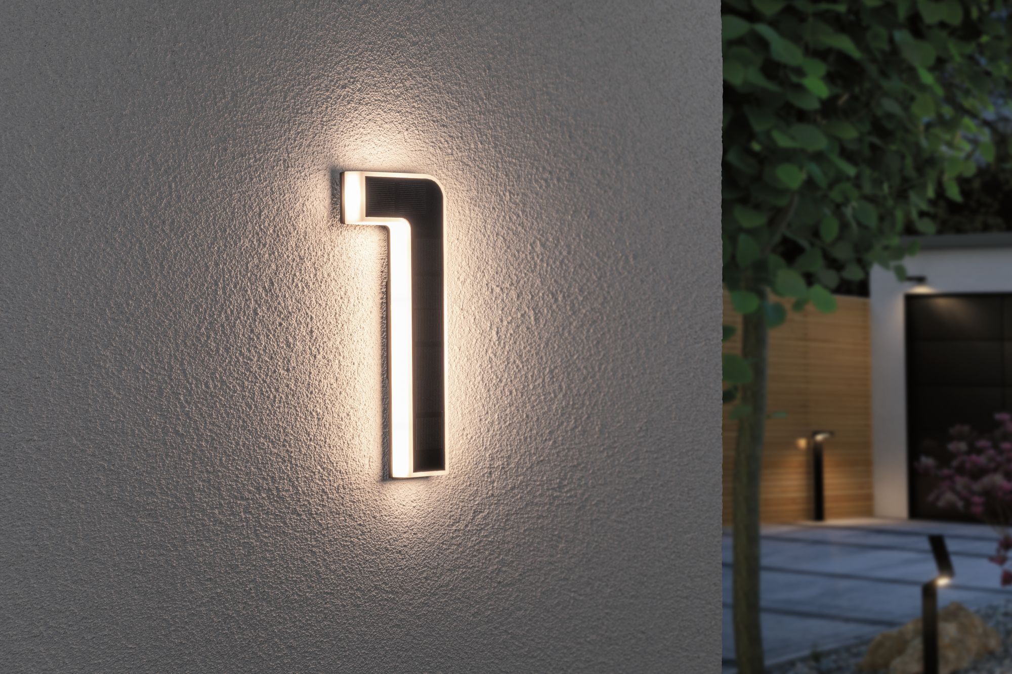 Paulmann LED Außen-Wandleuchte »Solar Hausnummer«, 1 flammig, Leuchtmittel LED-Modul | LED fest integriert, LED-Modul, Hausnummern, Buchstaben wählbar, Akku wechselbar
