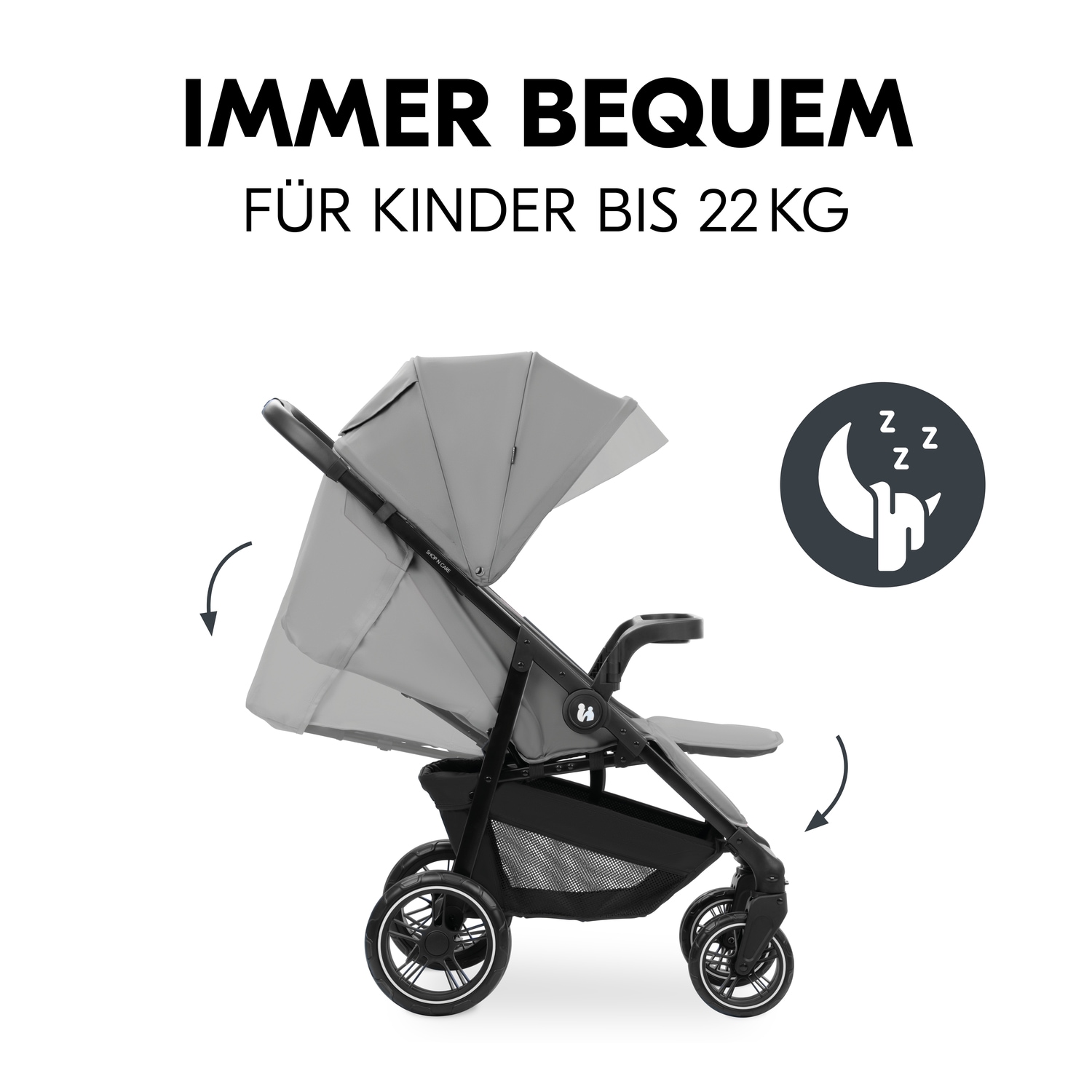 Hauck Kinder-Buggy »Shop N Care, Grey«, 22 kg, bis 22 kg belastbar; kompatibel mit Babyschale