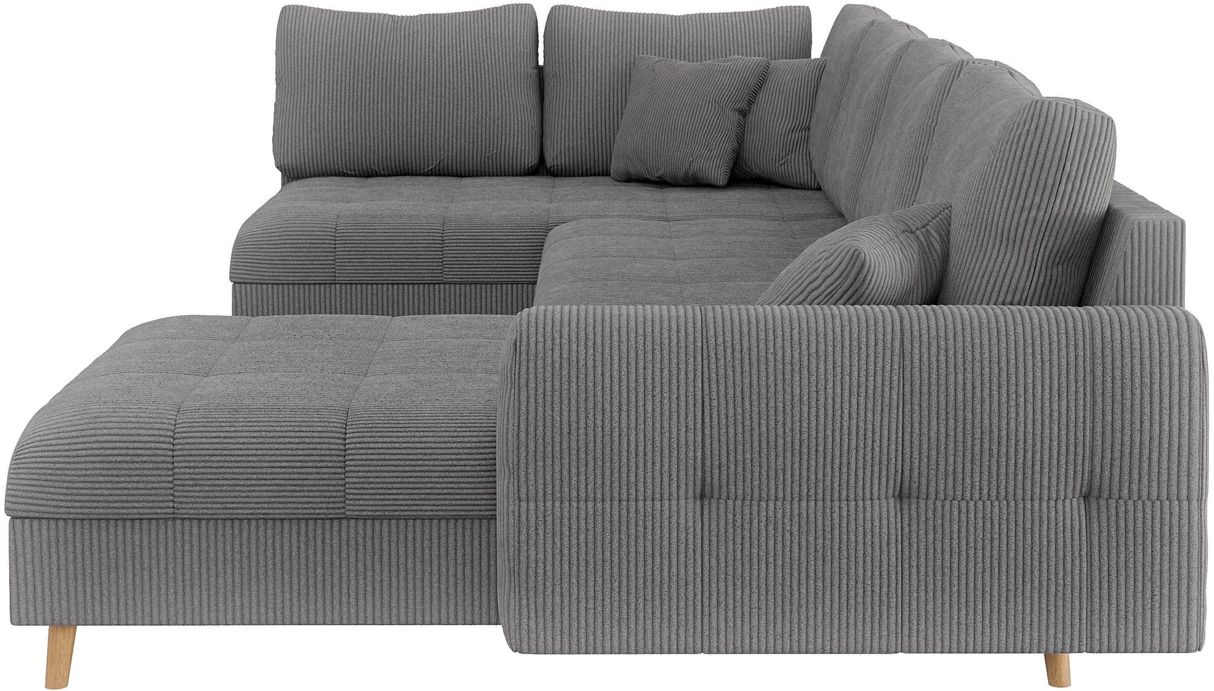 Home affaire Wohnlandschaft »CHARRE U-Form mit Ottomane, Maße B/T/H: 310/161/81 cm«, feine Steppung, lose Rücken- und Zierkissen, auch in Cord und Bouclé