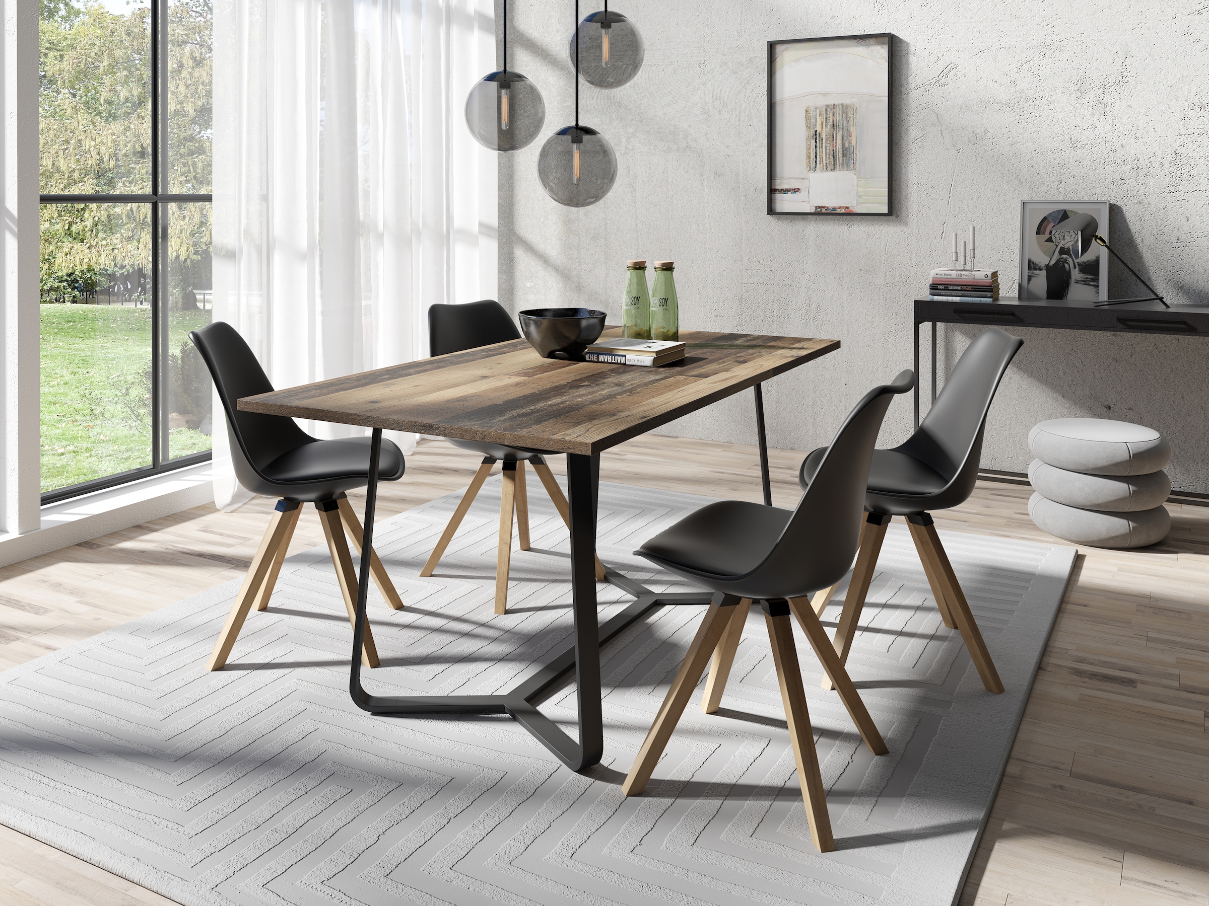 byLIVING Esstisch "Talea" 1 Stk. tlg. modernes Design, 140cm und 160cm, Artisan Eiche, Old Style Wood, Beton
