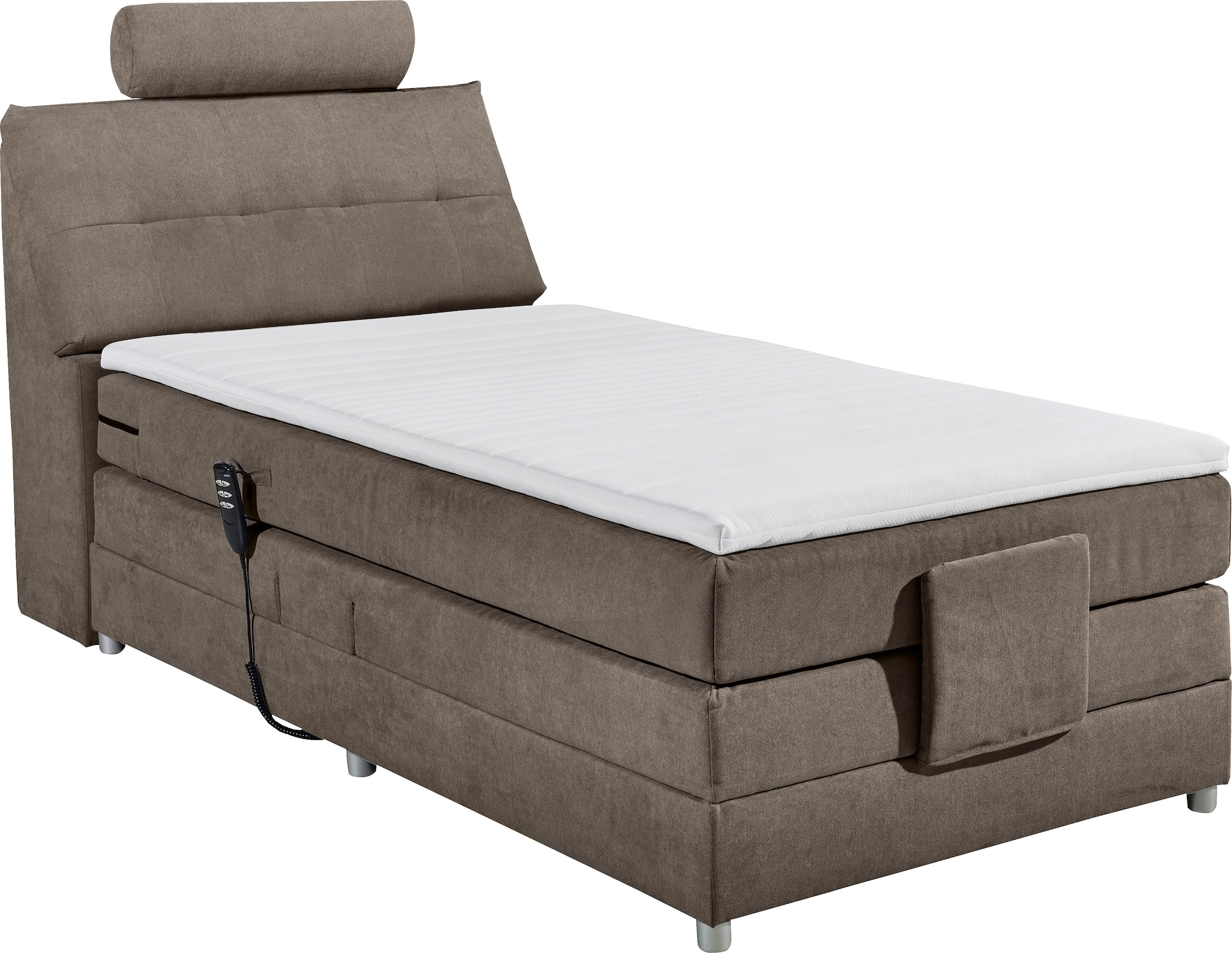 ED EXCITING DESIGN Boxspringbett »Palermo«, inkl. Motor, Topper, Kopfstütze und Stauraum im Kopfteil