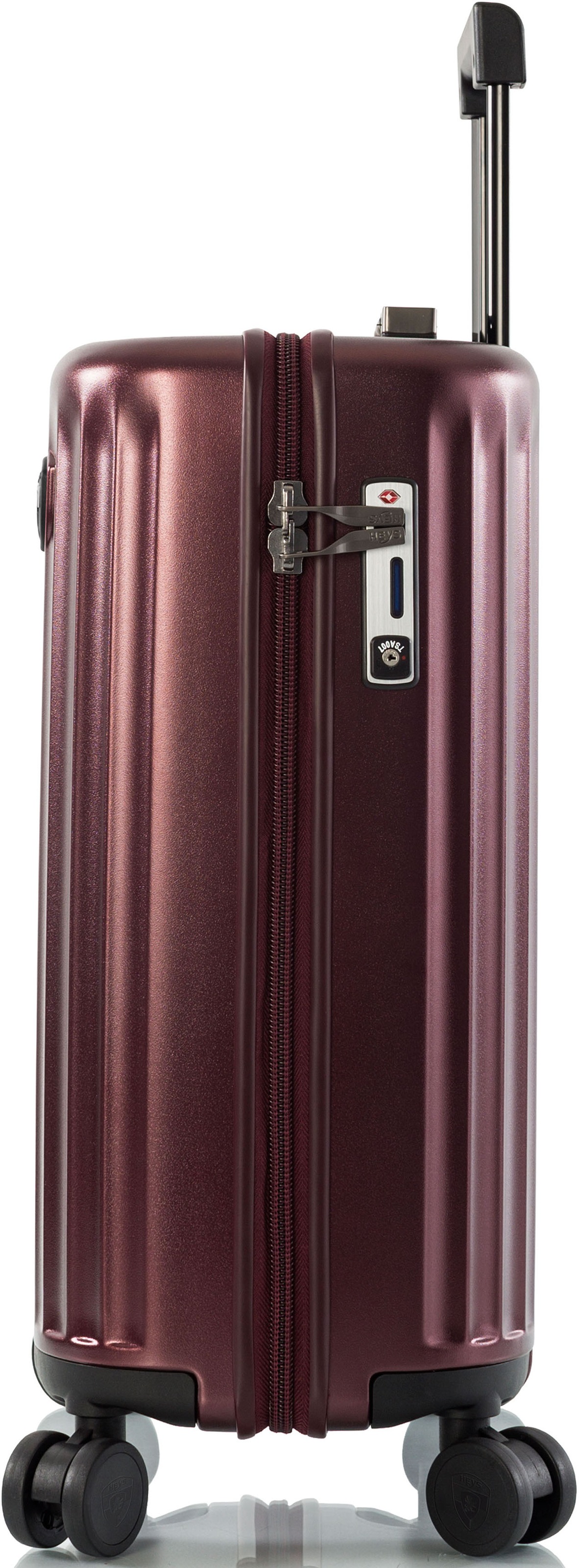 Heys Hartschalen-Trolley »Smart Luggage®, 53 cm, Burgund«, 4 Rollen, Handgepäck vollständig venetztes High-End-Gepäck mit App-Funktion