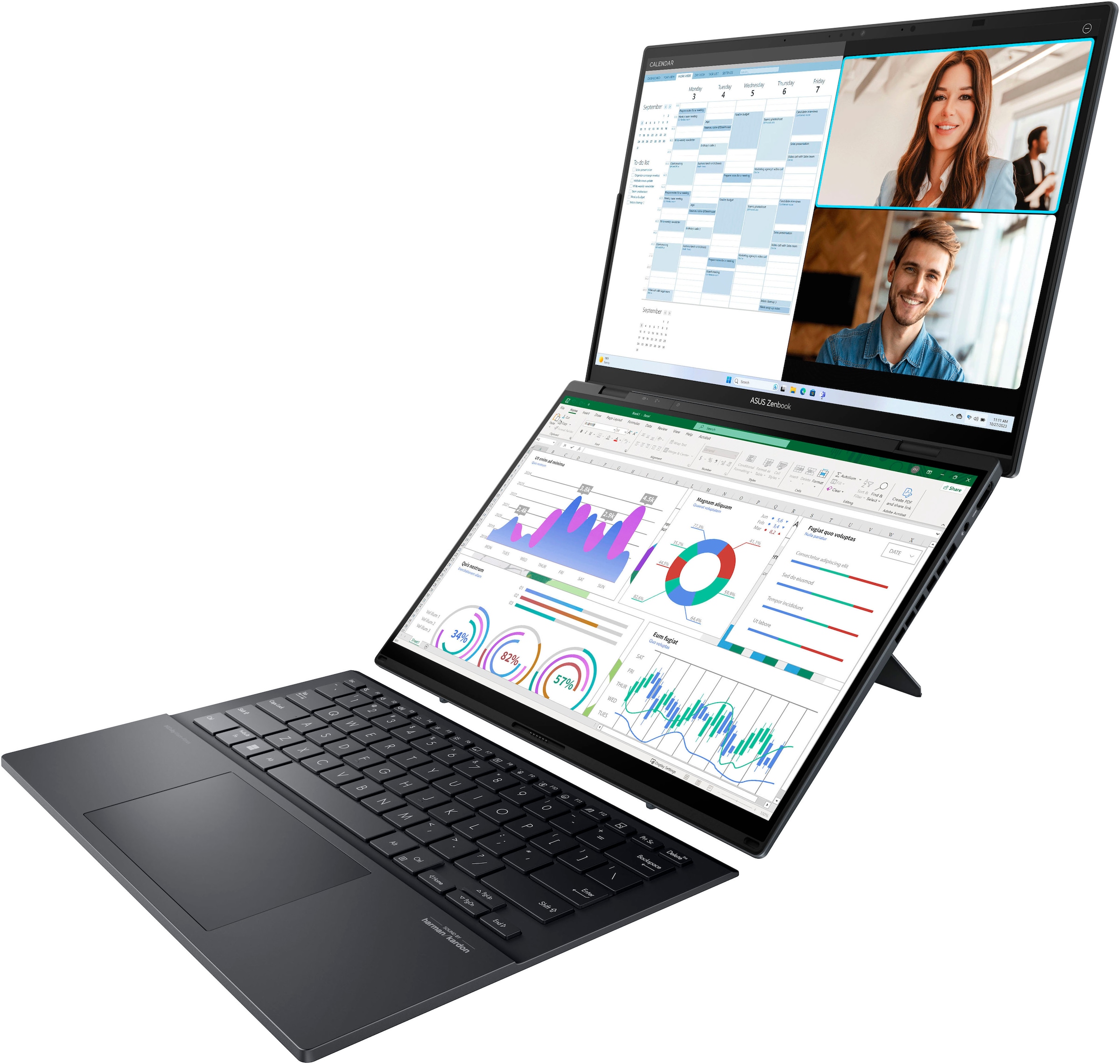 Asus Notebook »Zenbook Duo OLED UX8406MA-QL308X«, 35,6 cm, / 14 Zoll, Intel, Core Ultra 9, ARC, 2000 GB SSD, dual-screen