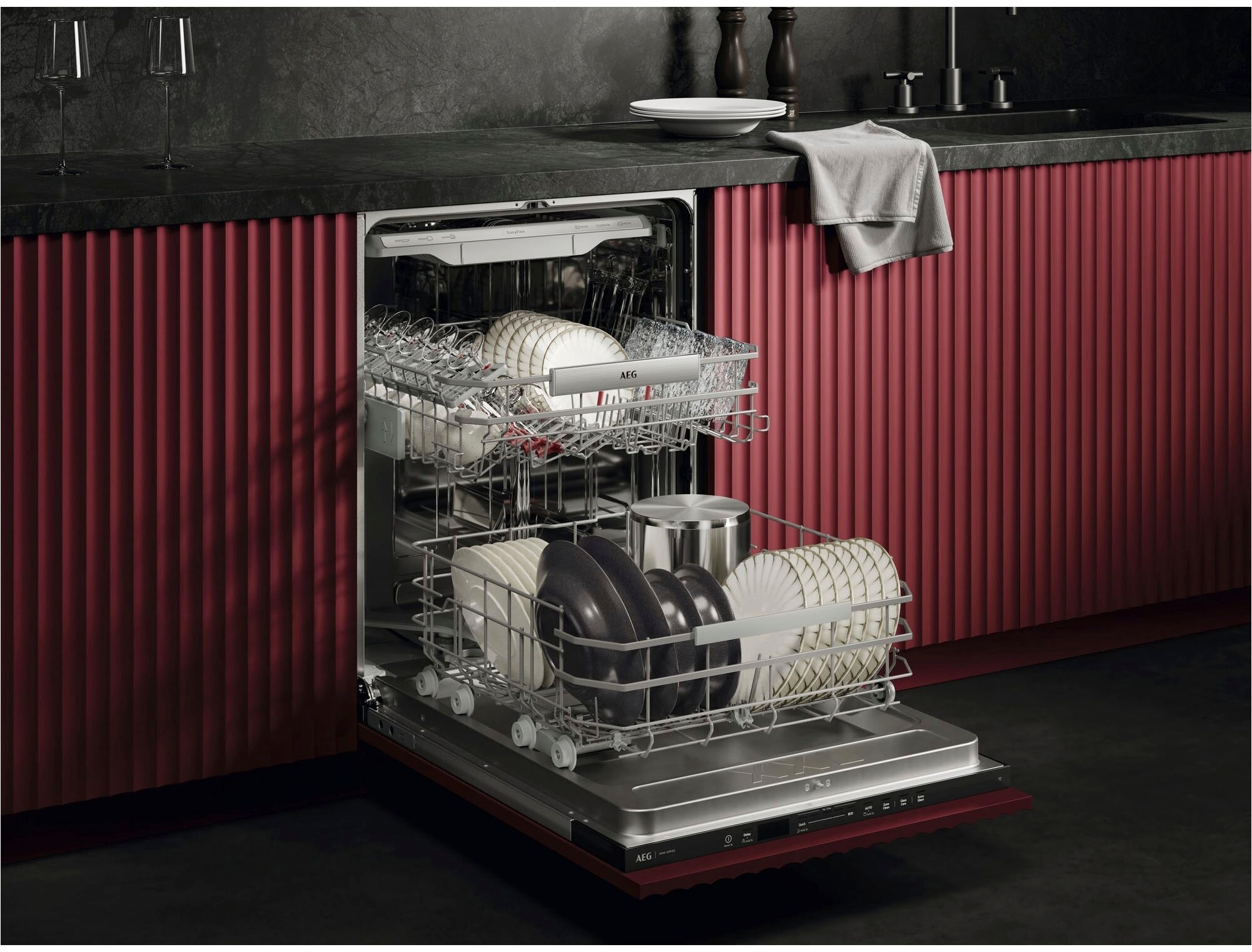 AEG vollintegrierbarer Geschirrspüler XXL Serie 8000, 60cm, WiFi »GI8700B2SC« 15 tlg. Maßgedecke Spülmaschine mit 5 cm mehr Innenraum passt unter 90 cm-Arbeitsplatte