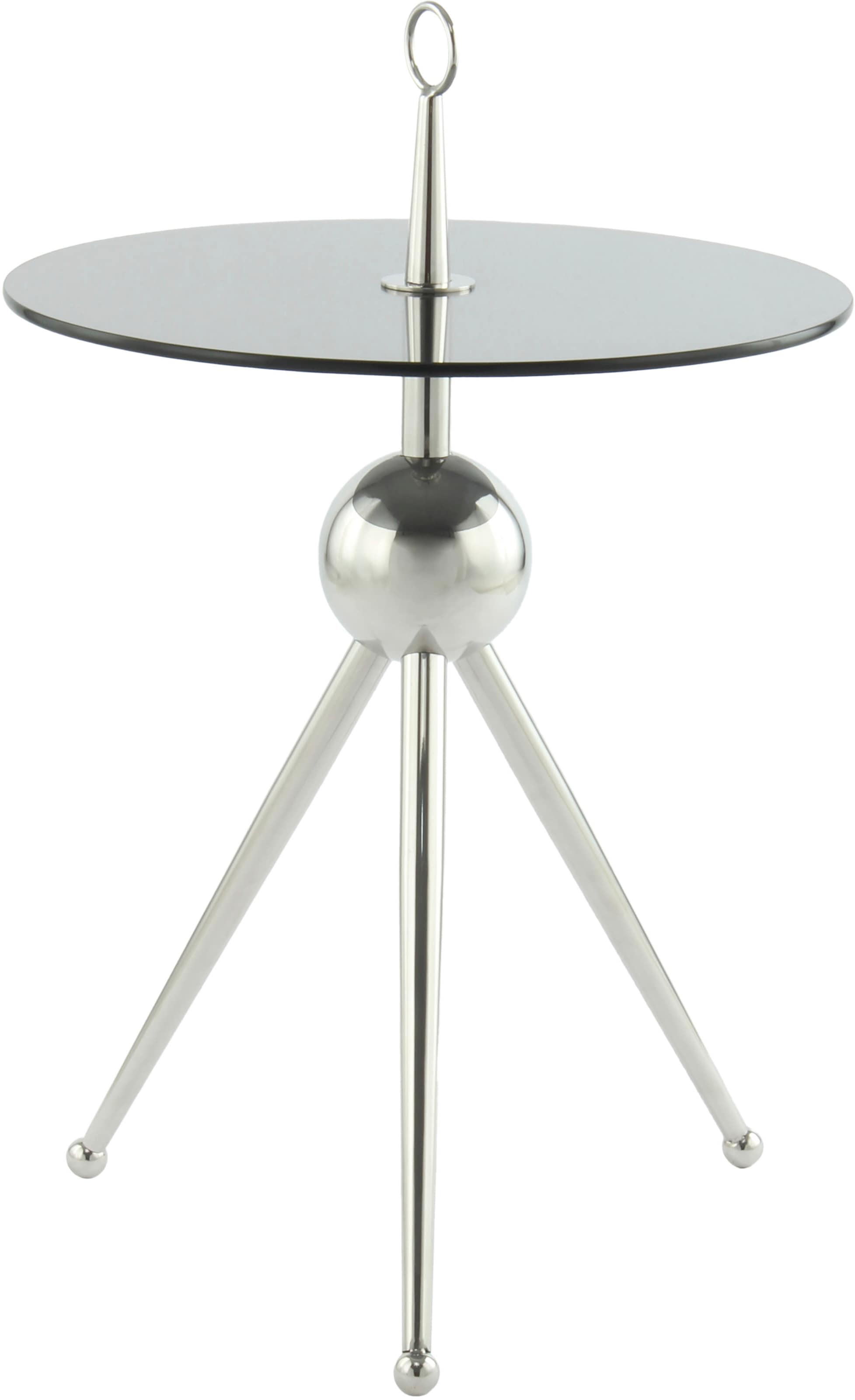 Kayoom Beistelltisch "Ontario 325, Runde Glasplatte aus Sicherheitsglas, 100% Edelstahl" 1 Stk. tlg. Minimalistisch, Gestell in Tripod-Design, mit Tragering