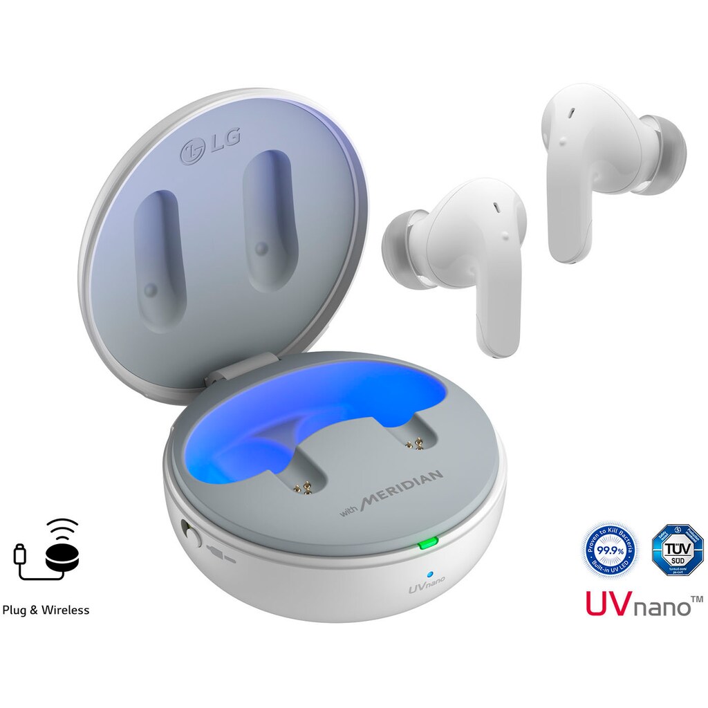 LG wireless In-Ear-Kopfhörer »TONE Free DT60Q«, UVnano+-IPX4 Spritzwasserschutz-bis zu 29Std. Akkulaufzeit-IPX4 Spritzwasserschutz-bis zu 29Std. Akkulaufzeit