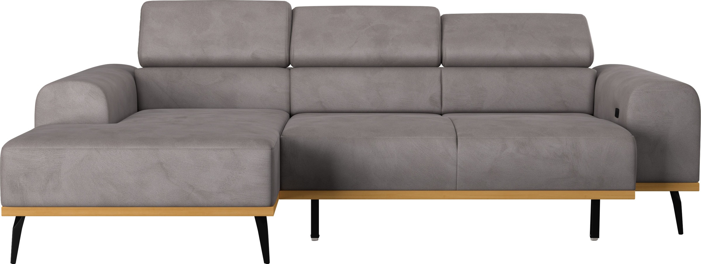 Places of Style Ecksofa »Carlo L-Form«, mit Kopfteilverstellung & Holz-Rahmenoptik, optional Relaxfunktion