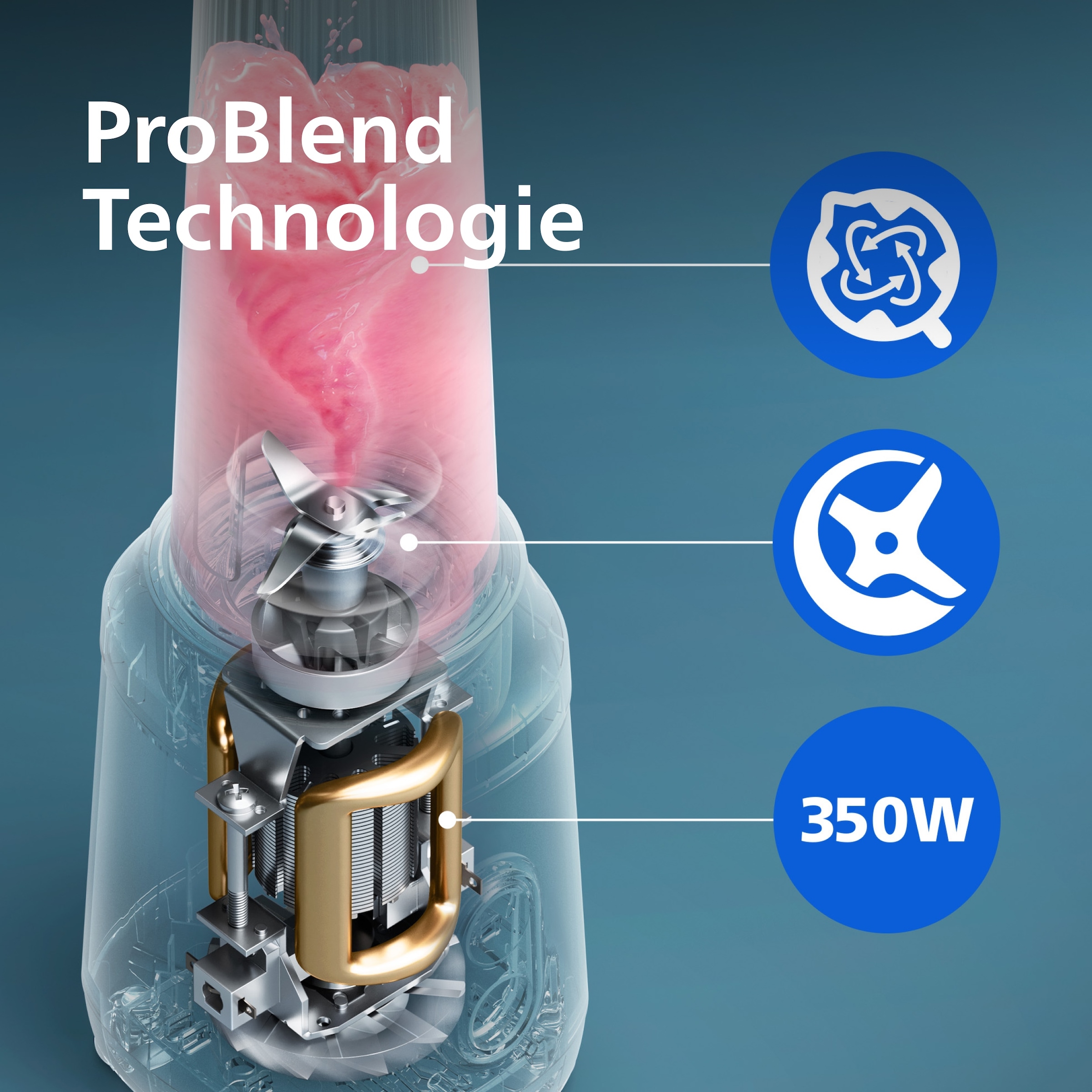 Philips Standmixer »HR2760/01 mit ProBlend-Technologie« 350 W Blend & Go-Trinkbecher, 2 Geschwindigkeitsstufen, Weiß