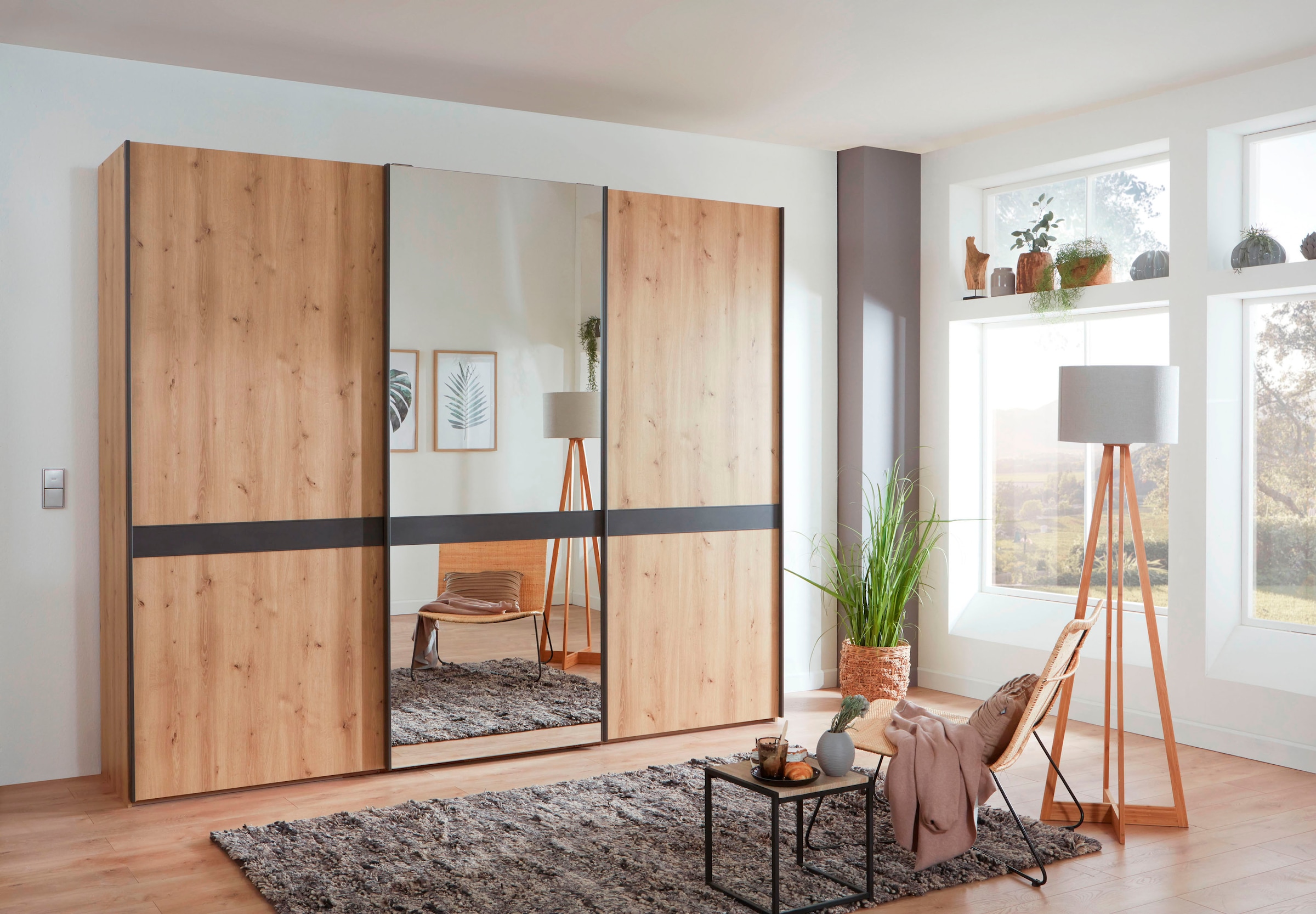 WIEMANN Schwebetürenschrank »Rialto«, hochwertige Dekorfront mit Spiegeltür
